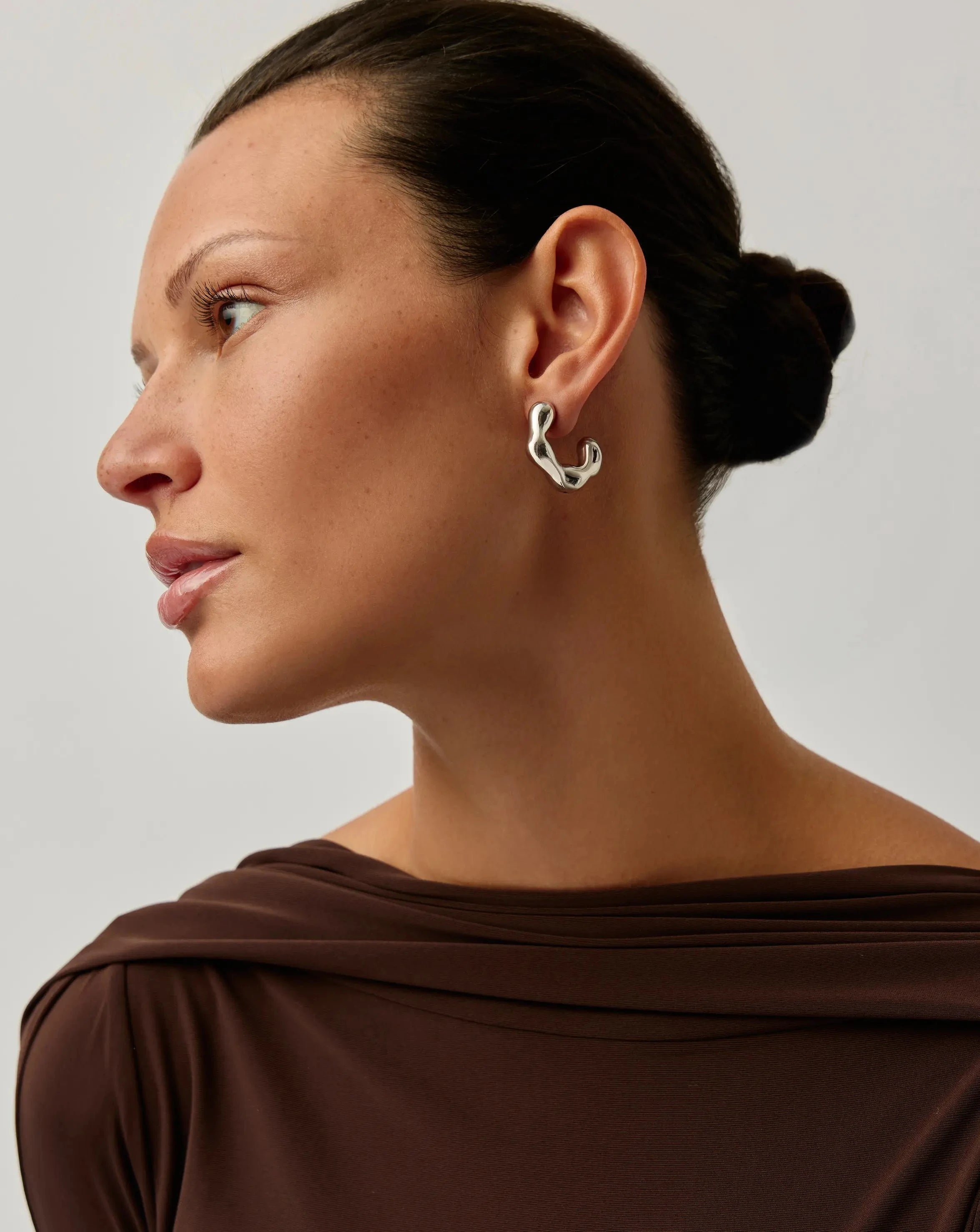 Eny Puffy Medium Hoop Earrings - Sterling Silver 925 Hypoallergenic Dangle Earrings for Women | Perfect for Everyday Wear, Parties & Gifts