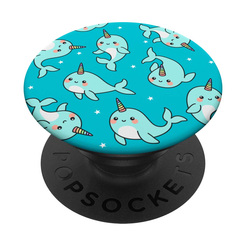Swappable Narwhal PopGrip for Phones & Tablets - Cute Teal & Aqua Unicorn of the Sea Design - Perfect for Phone Protection & Stylish Accessories