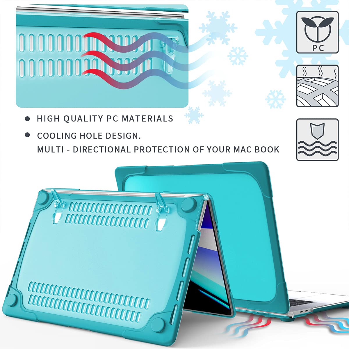 **Shockproof Hard Shell Case for MacBook Pro 16 inch (Model A2141, 2019-2020) - Heavy Duty Protection, Sky Blue - Perfect for Travel, Work & School**