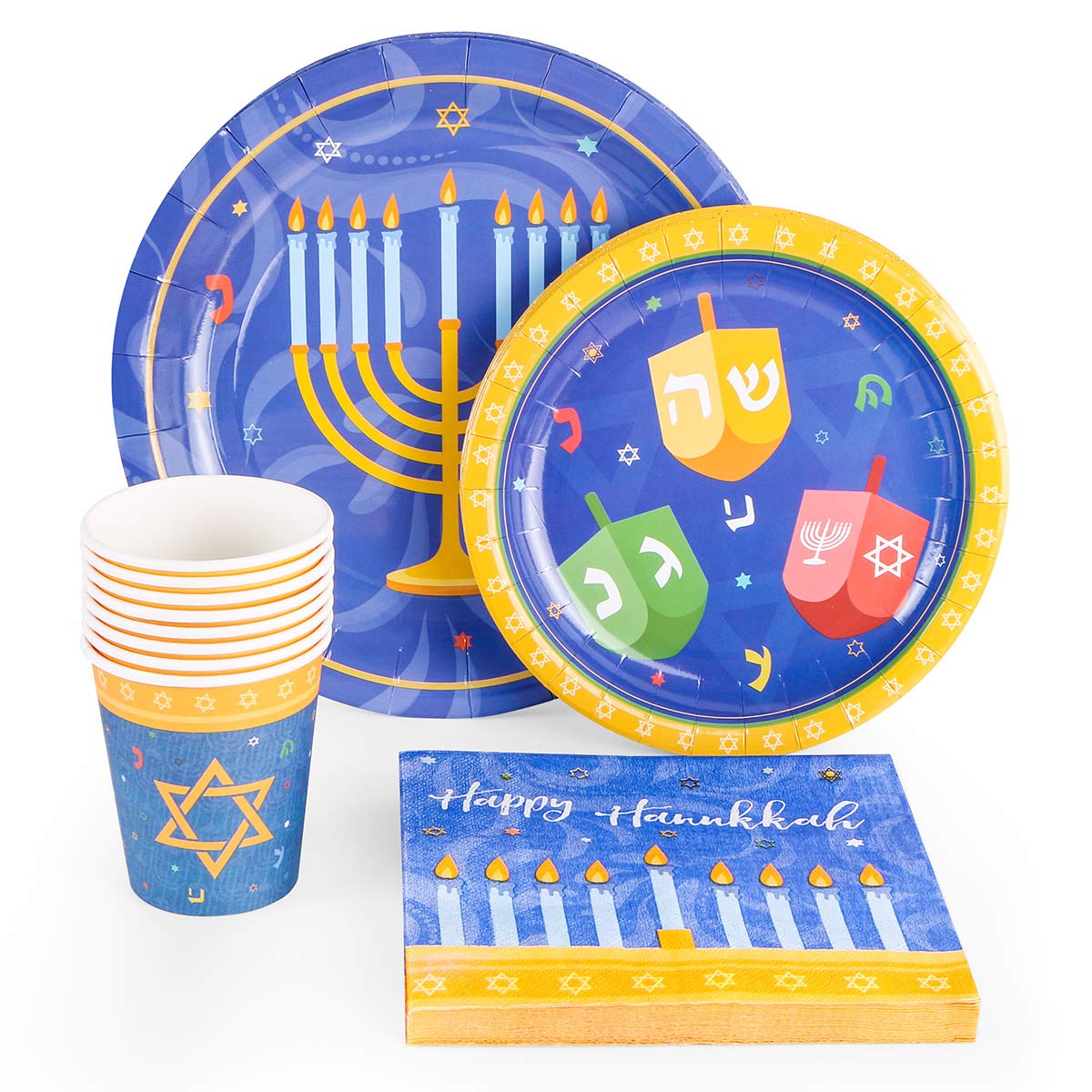 44PCS Hanukkah Party Set - Premium Chanukah Decorations with Plates, Cups & Napkins for Jewish Holiday Celebrations | Perfect for Hanukkah Parties, Family Gatherings & Festival Home Decor