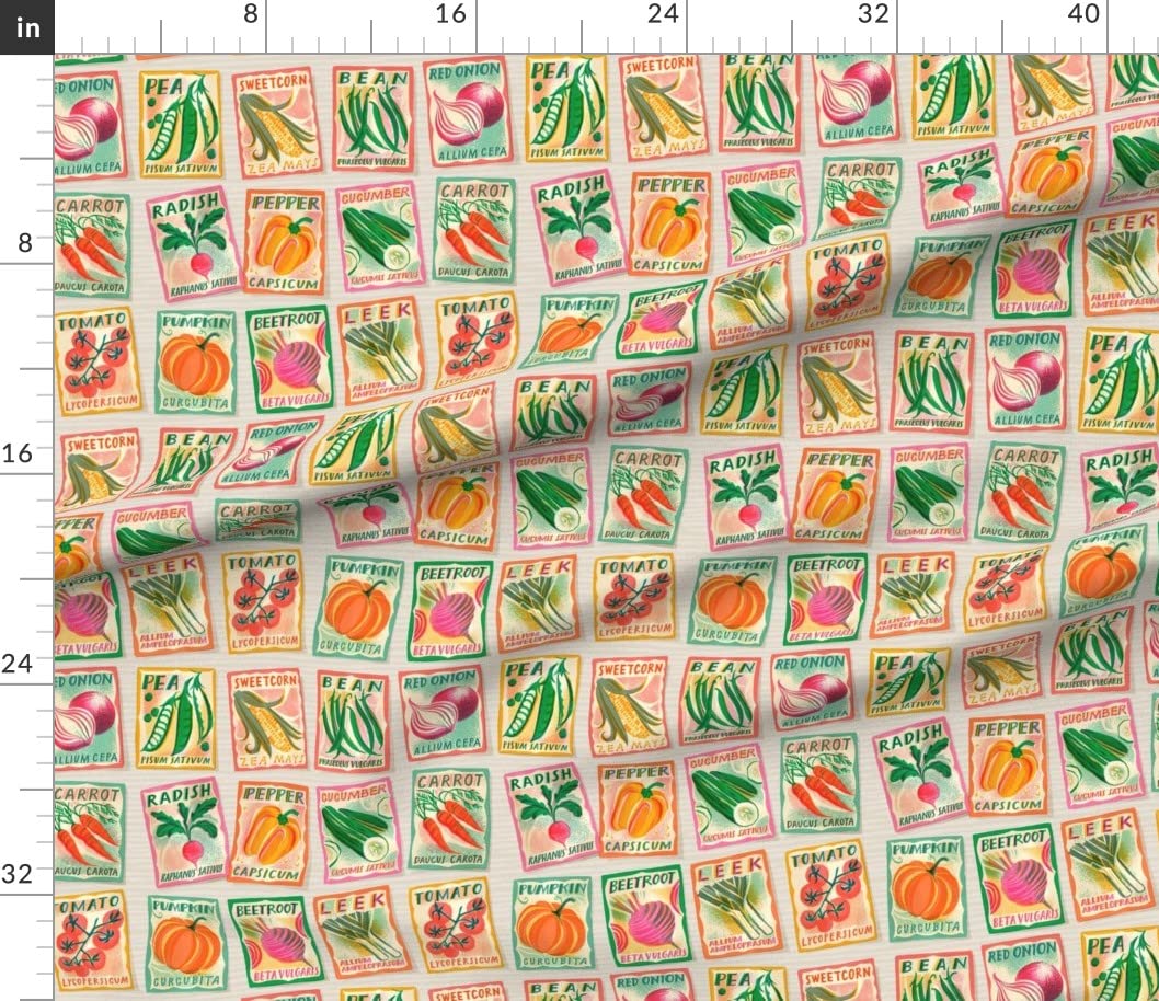 Vegetable Garden Printed Cotton Fabric by The Yard - for Sewing, Quilting & Decor