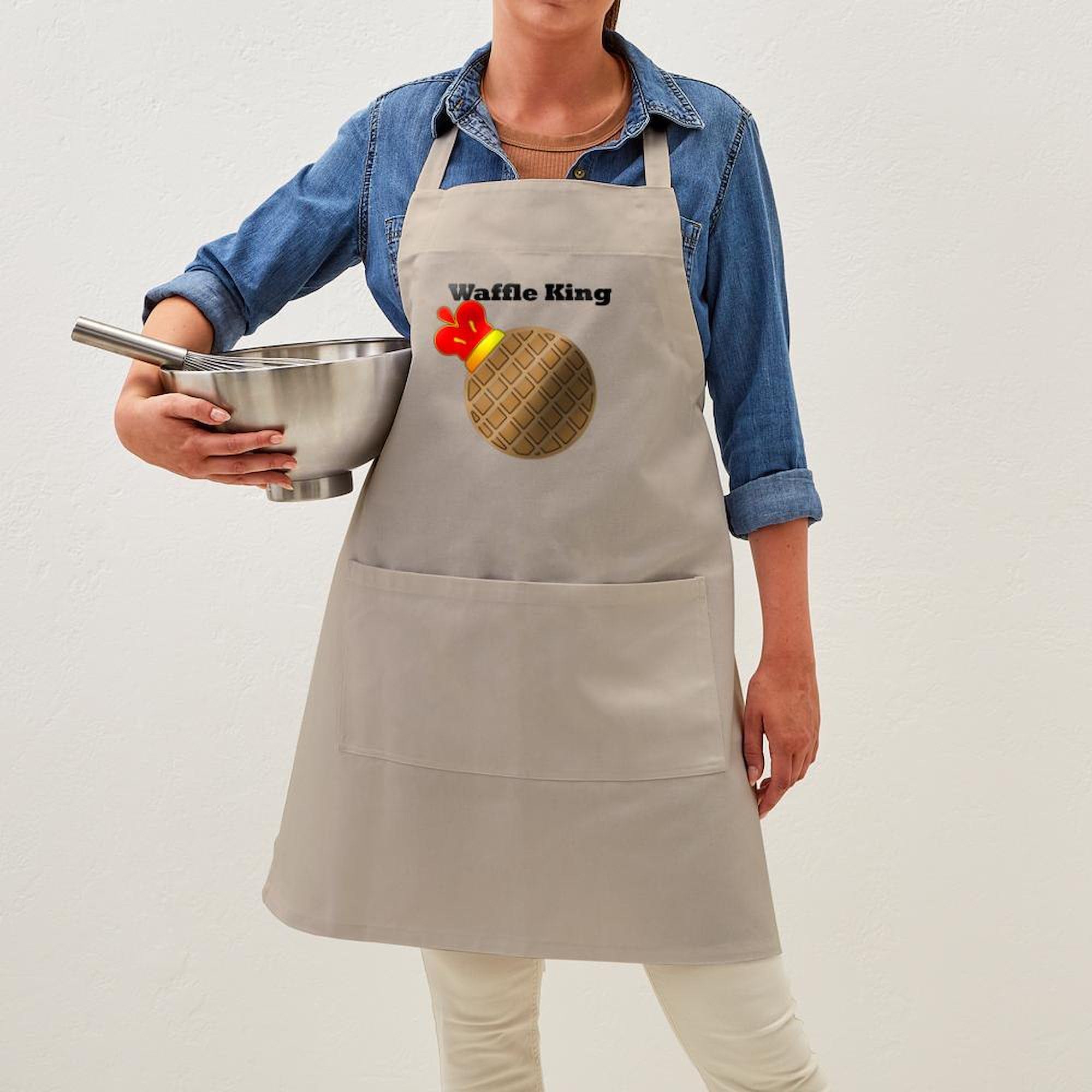 Waffle King Kitchen Apron with Pockets - Adjustable Grilling & Baking Apron for Men & Women - Perfect for Cooking, BBQ, Baking & Home Kitchen Use