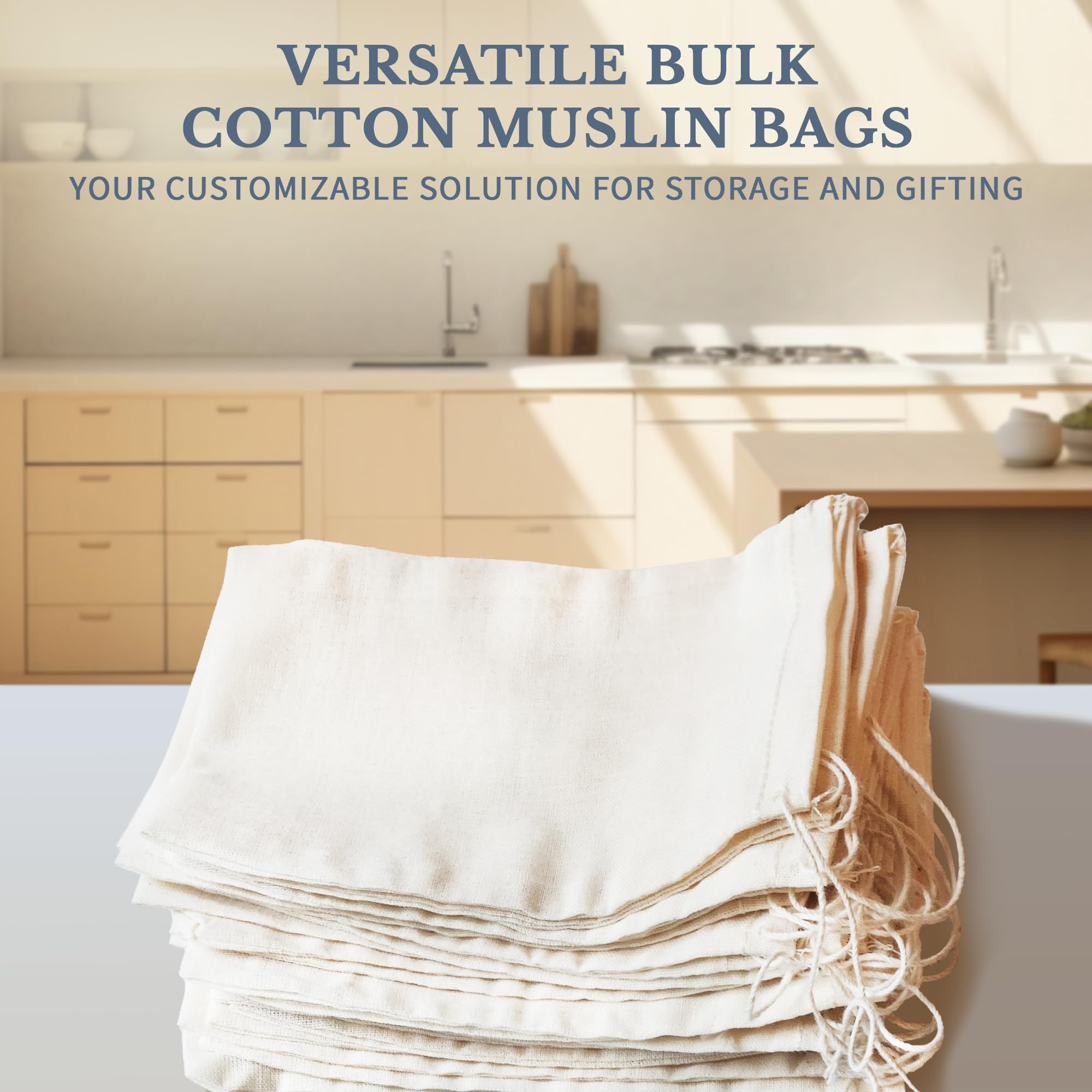 Premium 100% Cotton Muslin Drawstring Bags - 2.75