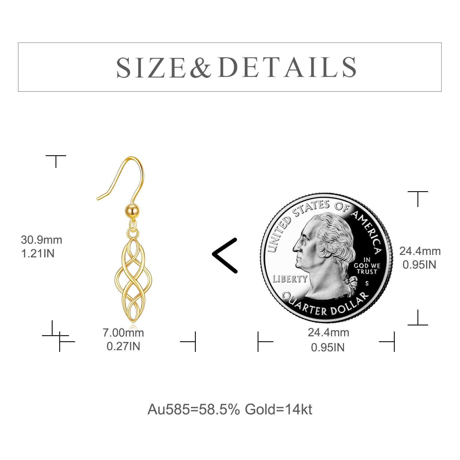 14K Solid Gold Dangle Earrings for Women - Elegant Leverback Drop Earrings Fine Jewelry, Perfect Birthday Gift for Her - Ideal for Weddings, Parties & Special Occasions