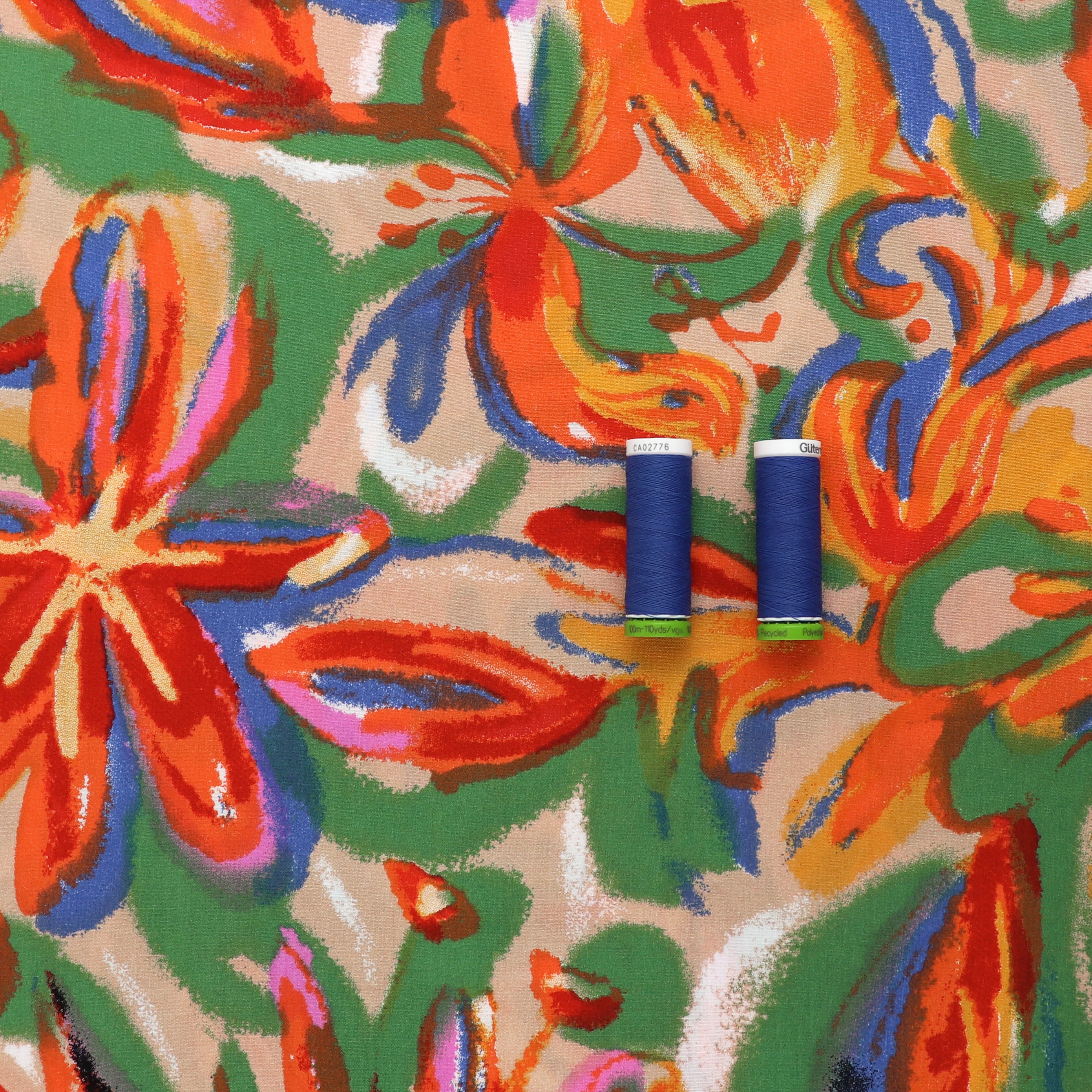 Viscose Lawn Fabric with Artistic Lilies Print - Soft, Breathable Material for Dresses, Skirts & Summer Fashion