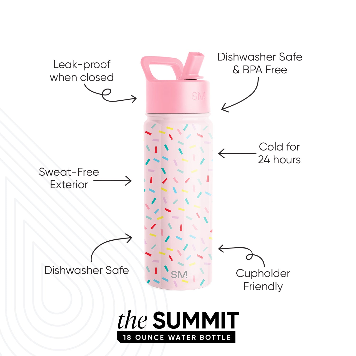 Summit Kids Water Bottle with Straw Lid - BPA Free, Leak Proof, Durable Stainless Steel Bottle for School, Sports & Outdoor Activities