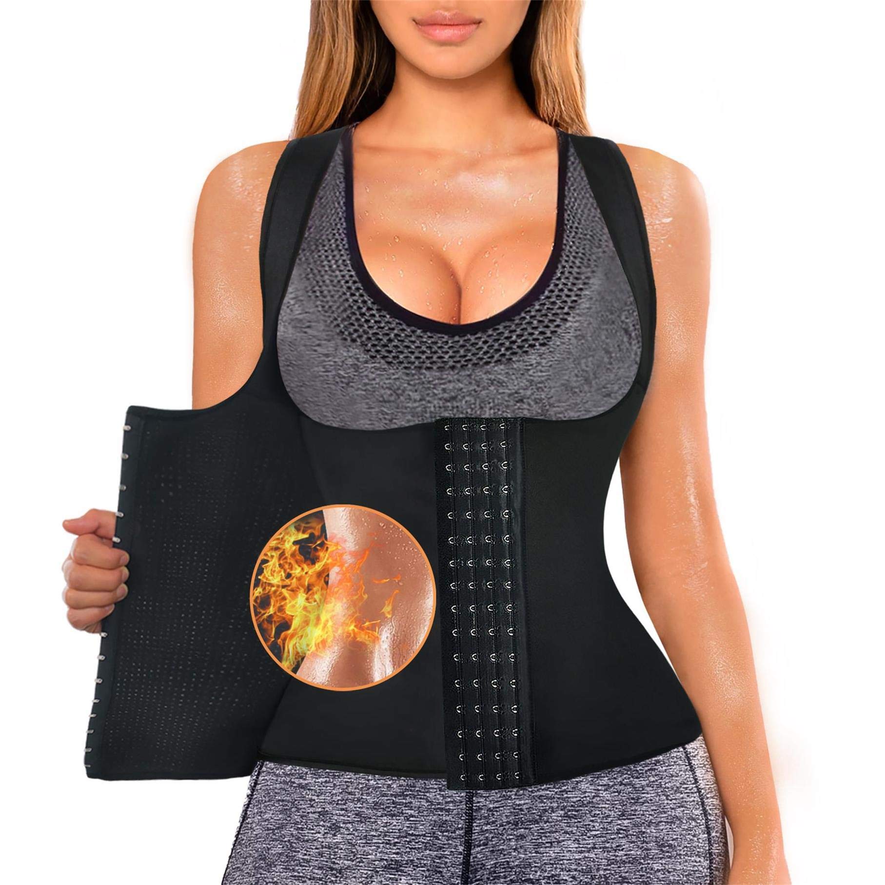 Women's Sweat Waist Trainer Girdle - Double Tummy Slimmer for Workout, Sauna & Weight Loss | Perfect for Gym, Yoga & Postpartum Recovery
