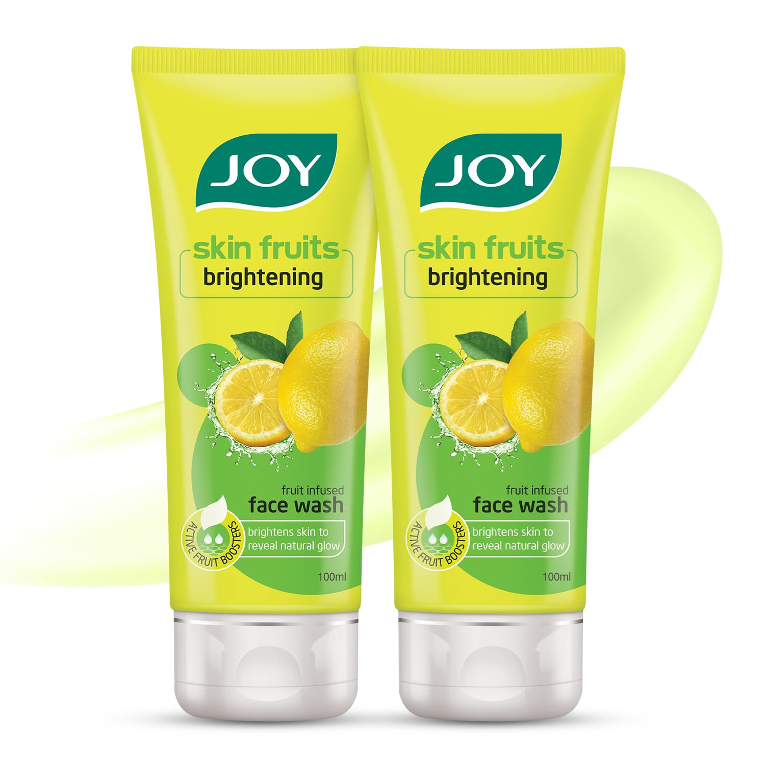 Joy Skin Fruits Lemon Brightening Face Wash with Vitamin C - 100ml x2 Pack | Dark Spot Reduction, Oil Control & Deep Cleansing | For Normal to Oily Skin | Perfect for Morning & Night Skincare Routine
