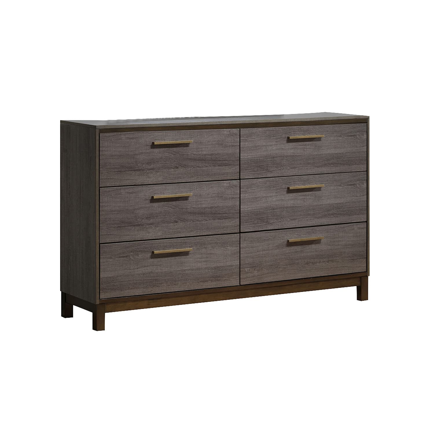 Simple Relax Wooden 6-Drawer Two-Tone Antique Gray Dresser - Perfect for Bedroom Storage & Organization
