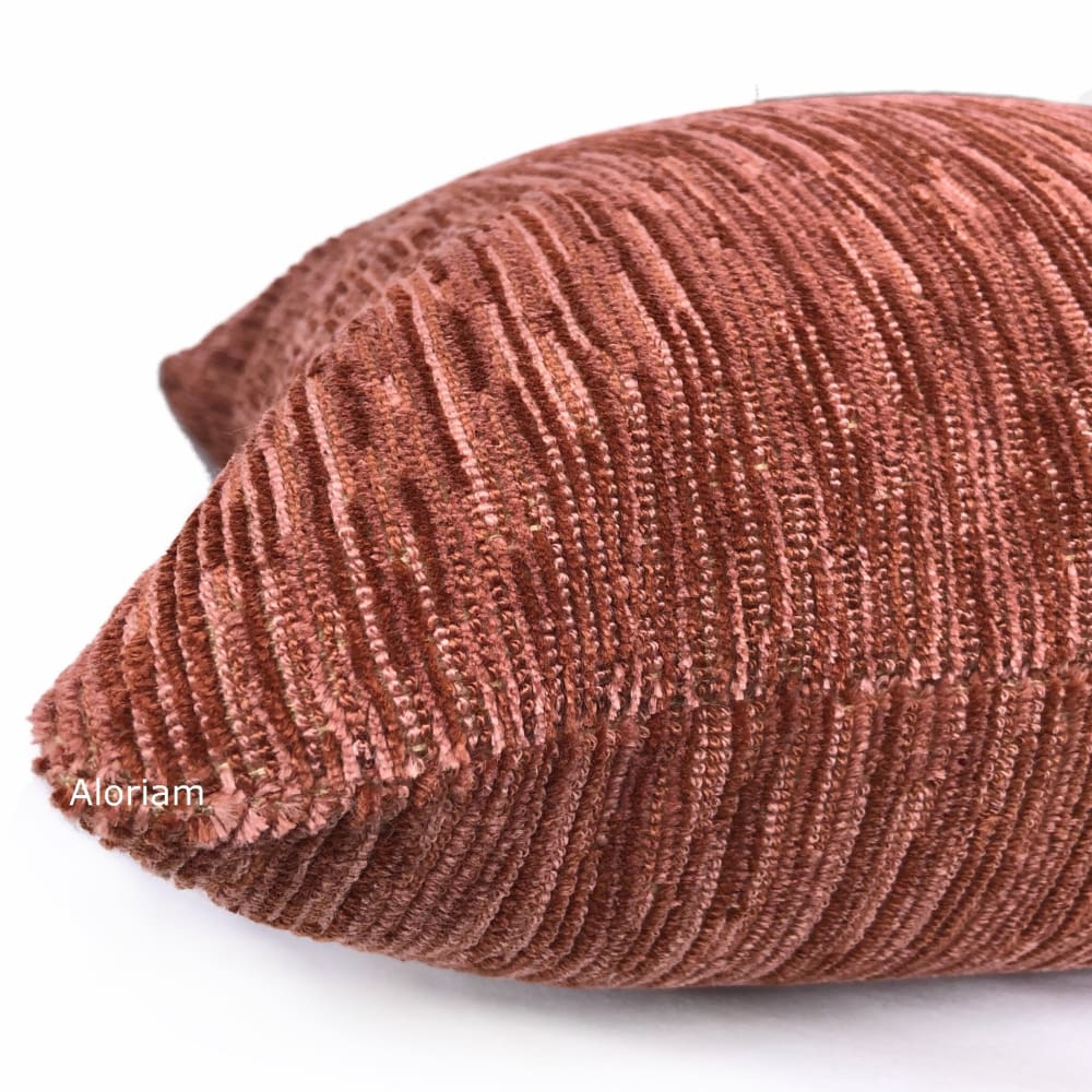 Brunschwig & Fils Pink Brick Textured Velvet Pillow Cover - Luxury Velvet Cushion Case for Sofa, Bed, Living Room Decor