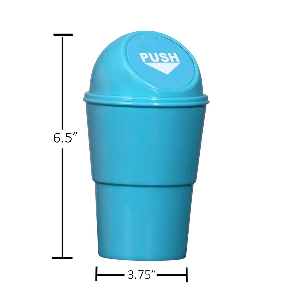 Hammont Mini Car Trash Can 4 Pack - 3.75x6.5 Inch Small Car Garbage Bin - Cute Colorful Car Accessories for Sedan, SUV, Truck - Compact Auto Waste Container for Road Trips, Commuting & Travel