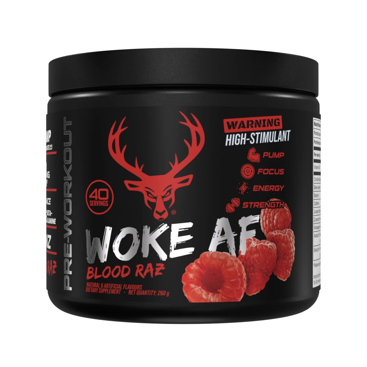 Bucked Up Woke AF 260g Pre-Workout Powder - Energy & Focus Booster for Gym, Fitness & Bodybuilding | Vegan & Keto Friendly Supplement
