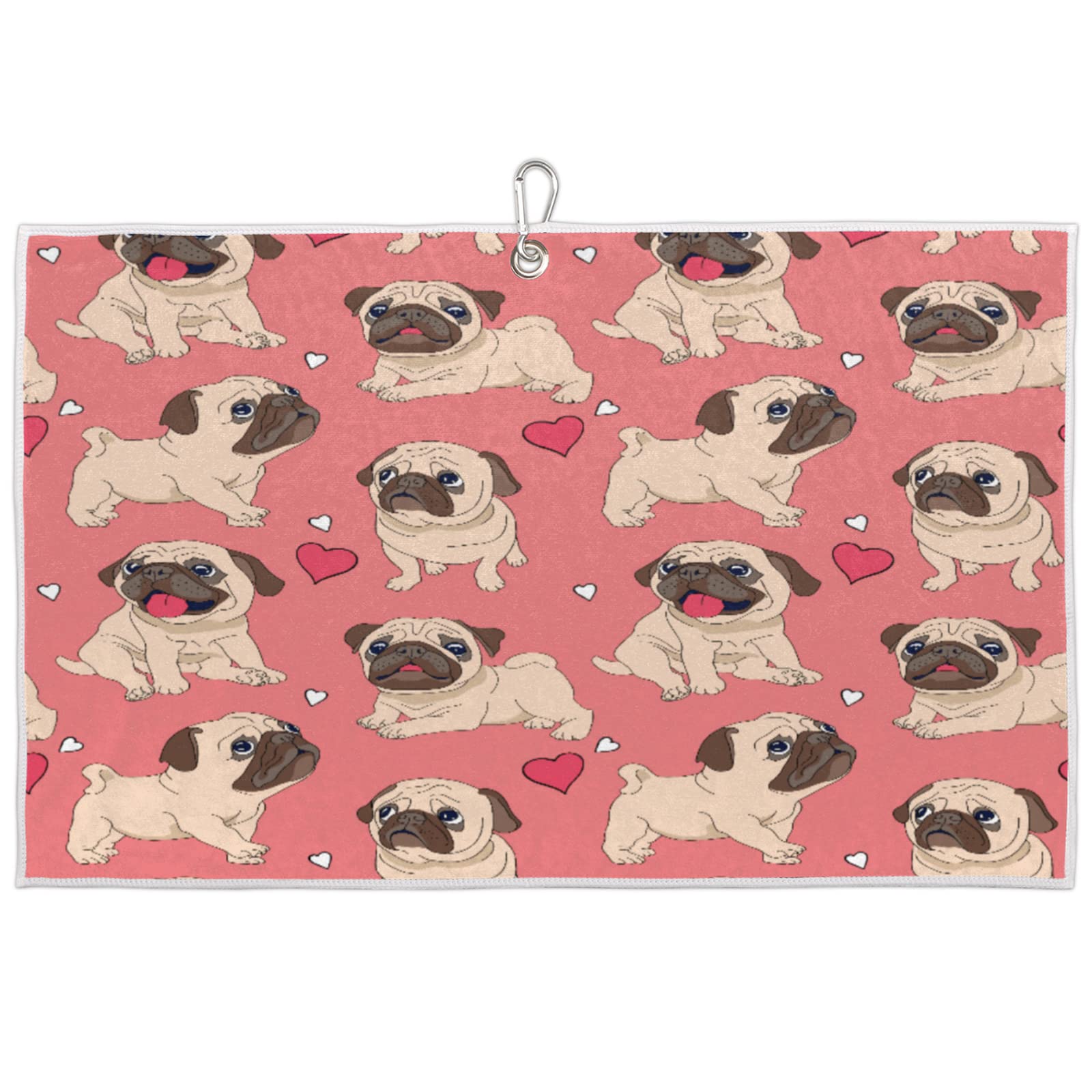 Premium Microfiber Tri-Fold Golf Towel with Heavy Duty Carabiner Clip - French Bulldog Design for Golf Enthusiasts (Men & Women) | Perfect for Golf Bags, Carts & Club Cleaning
