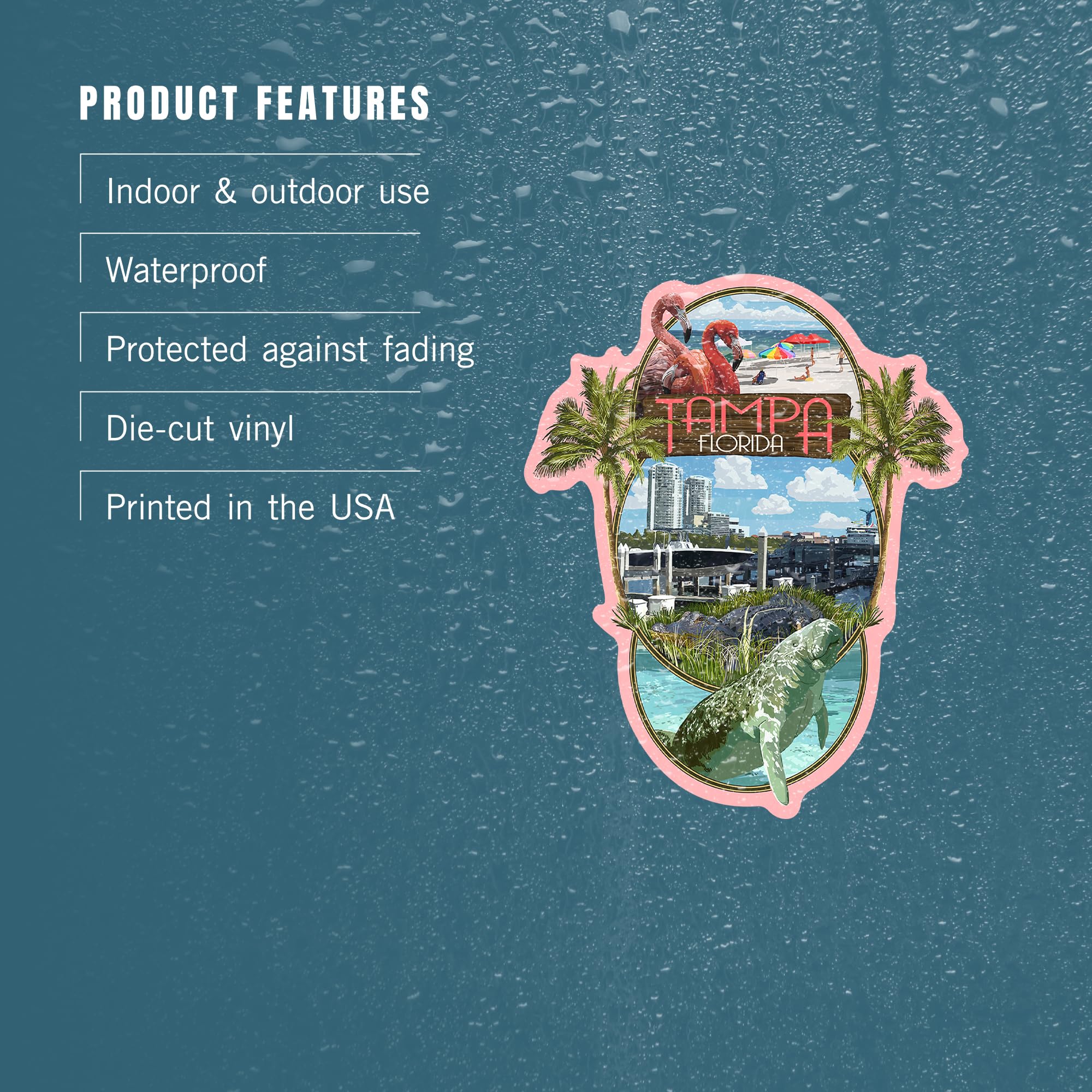 Custom Die Cut Stickers Tampa Florida - Waterproof Vinyl Decals 1 to 3 Inches - Perfect for Cars, Laptops, Water Bottles & Coolers - Durable Outdoor & Indoor Use for Personalization & Branding