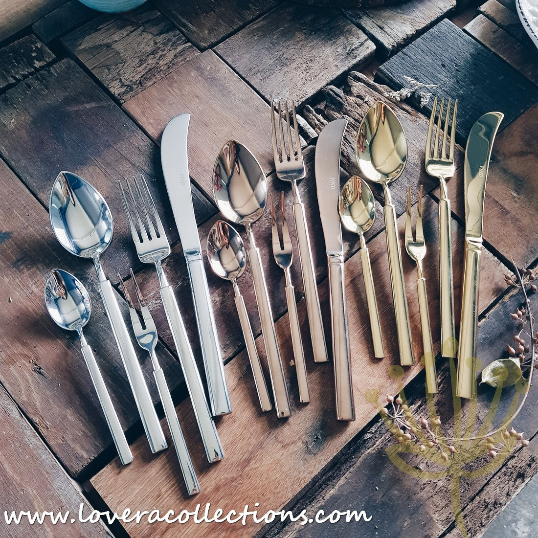 Claris Shiny Gold Ion Plated Stainless Steel SS304 Cutlery Set - Premium 18-Piece Flatware Collection for Fine Dining & Special Occasions