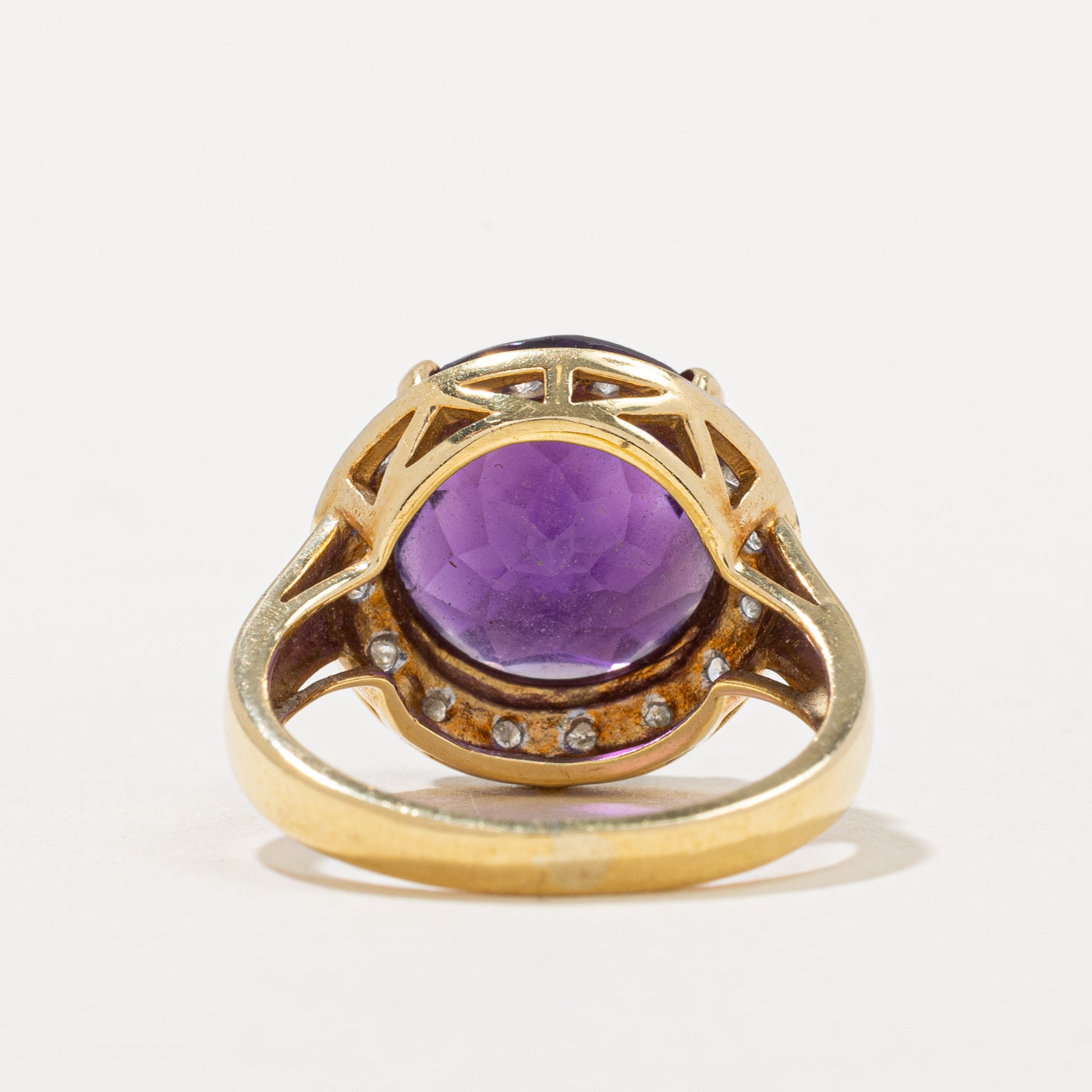 Amethyst and Diamond Halo Ring - 5.00ct Amethyst with 0.16ctw Diamond Accents - Size 5.5 - Elegant Engagement, Wedding, or Anniversary Jewelry Gift for Her