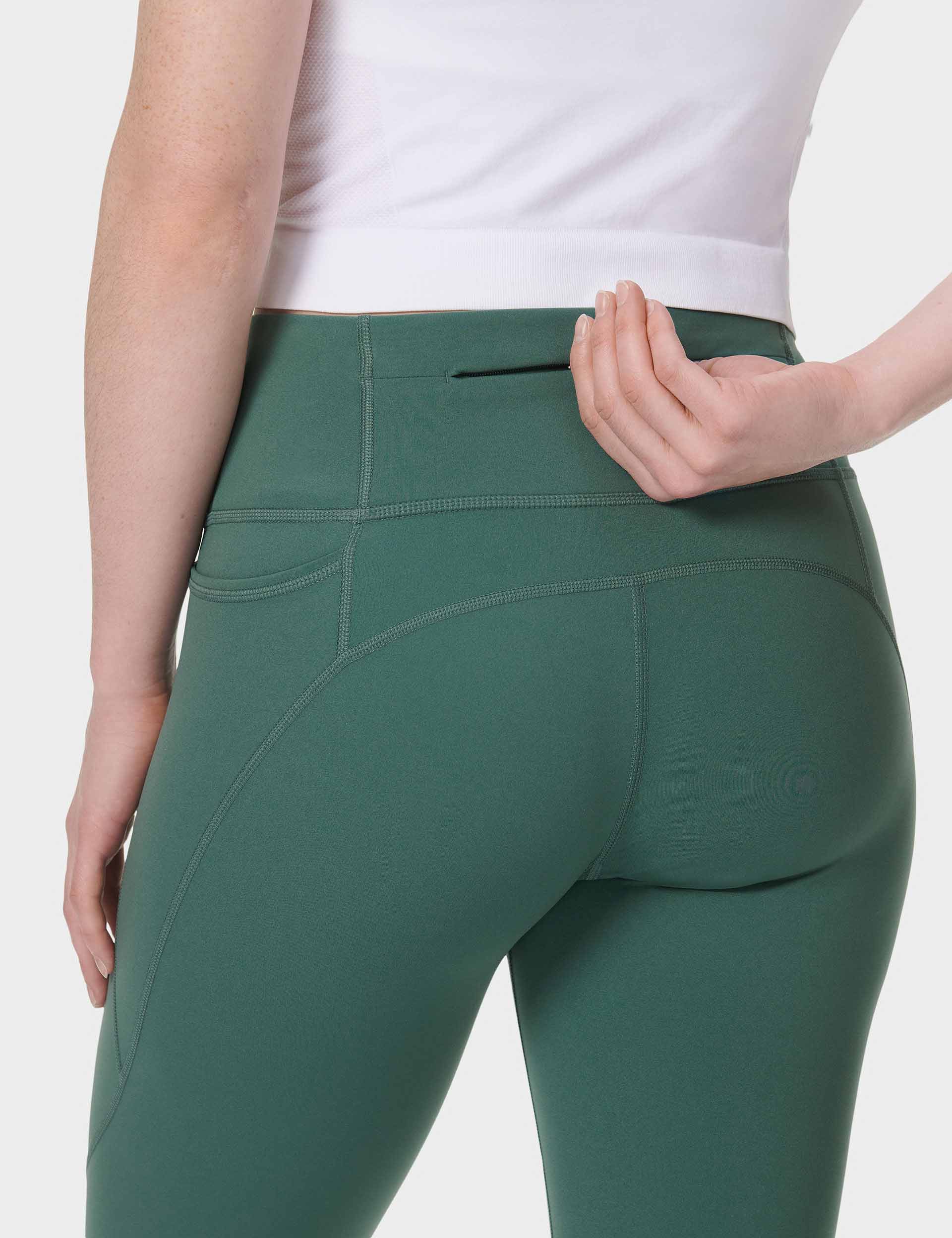 Power 7/8 Gym Leggings for Women - High Waist Yoga Pants, Moisture Wicking Workout Leggings in Glade Green - Perfect for Yoga, Running & Gym Training