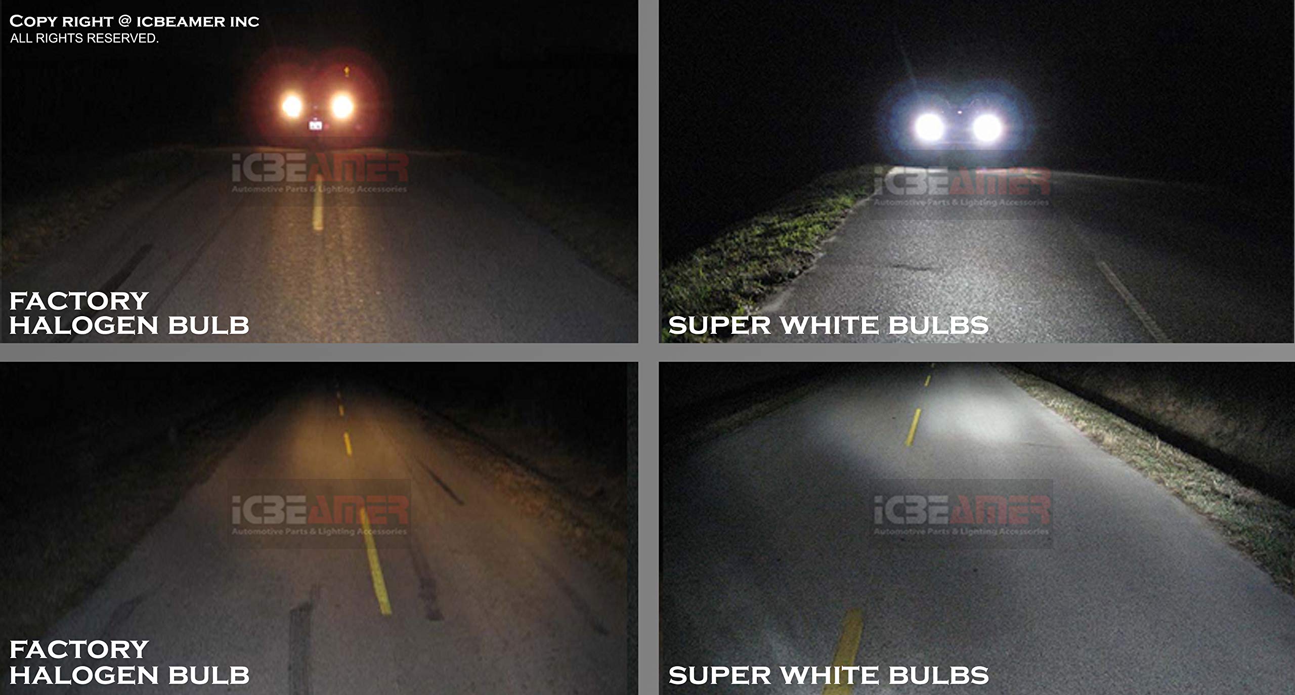 ICBEAMER H8 DOT 55W Hyper White LED Headlight Bulbs - 2 Pairs, Direct Replacement for OEM Halogen Low Beam & Fog Lights - Perfect for Night Driving & Foggy Conditions
