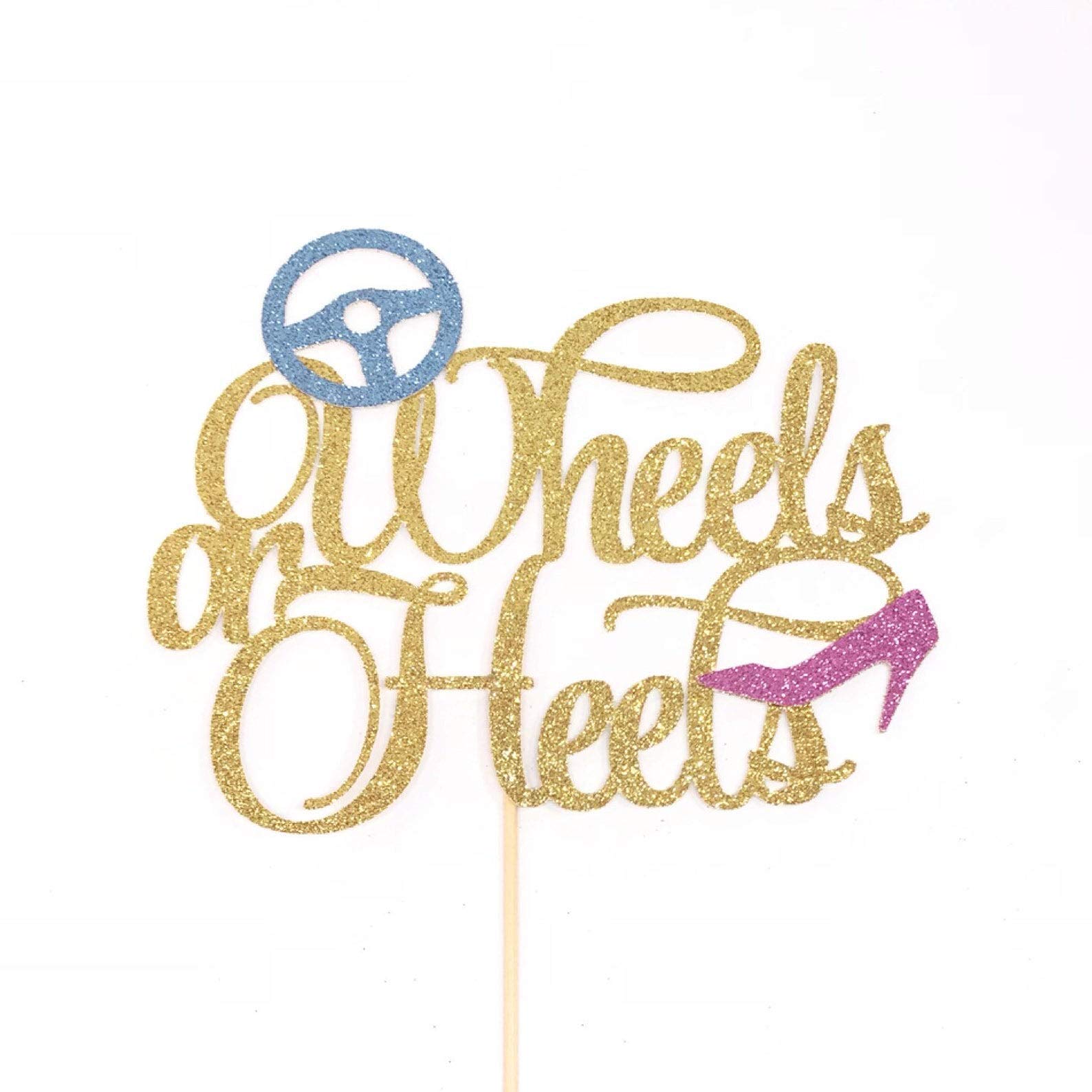 Wheels or Heels Cake Topper | He or She Cake Topper for Gender Reveal Party | Wedding, Baby Shower & Birthday Cake Decoration