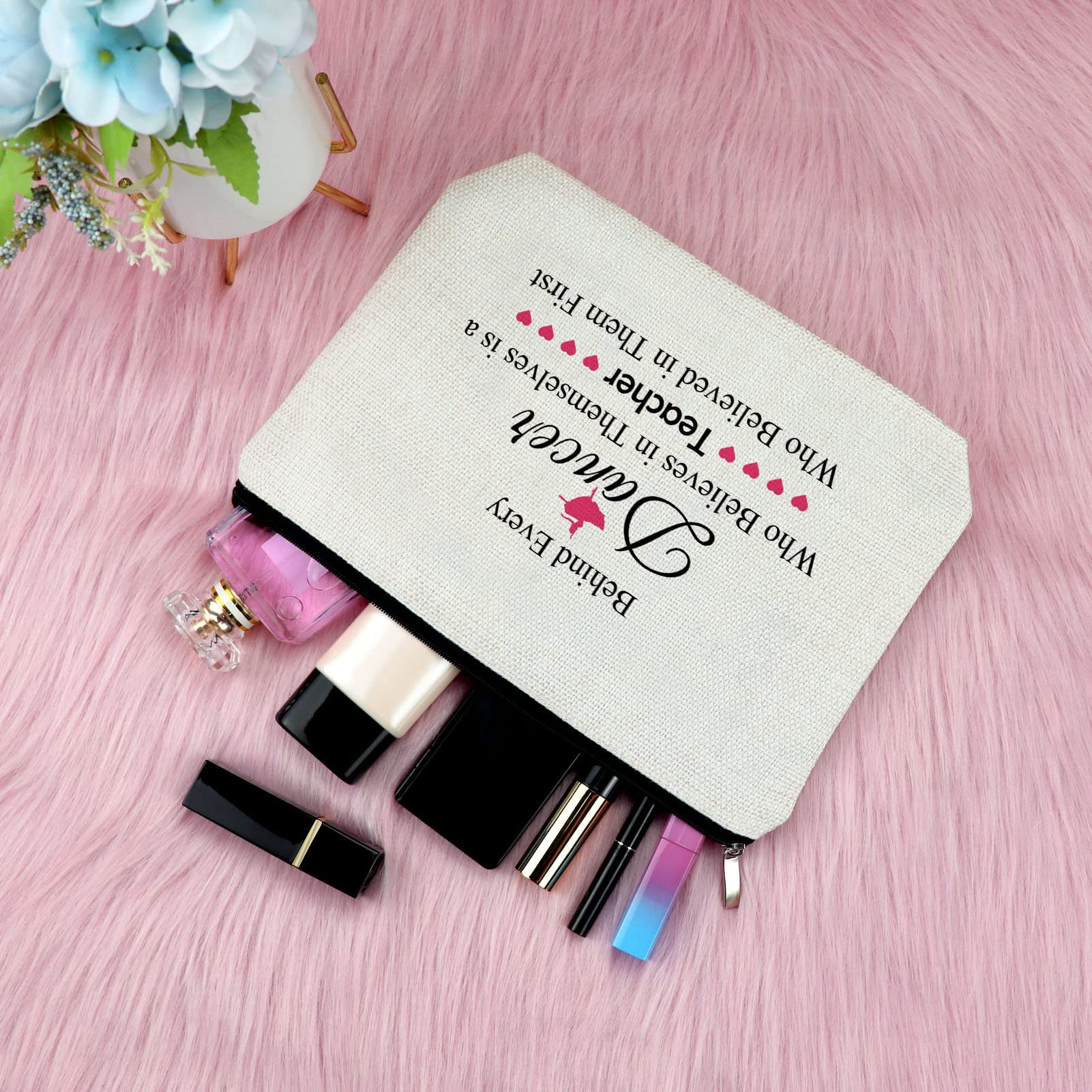 Dance Teacher Gift Makeup Bag - Birthday, Retirement & Graduation Present for Dancers
