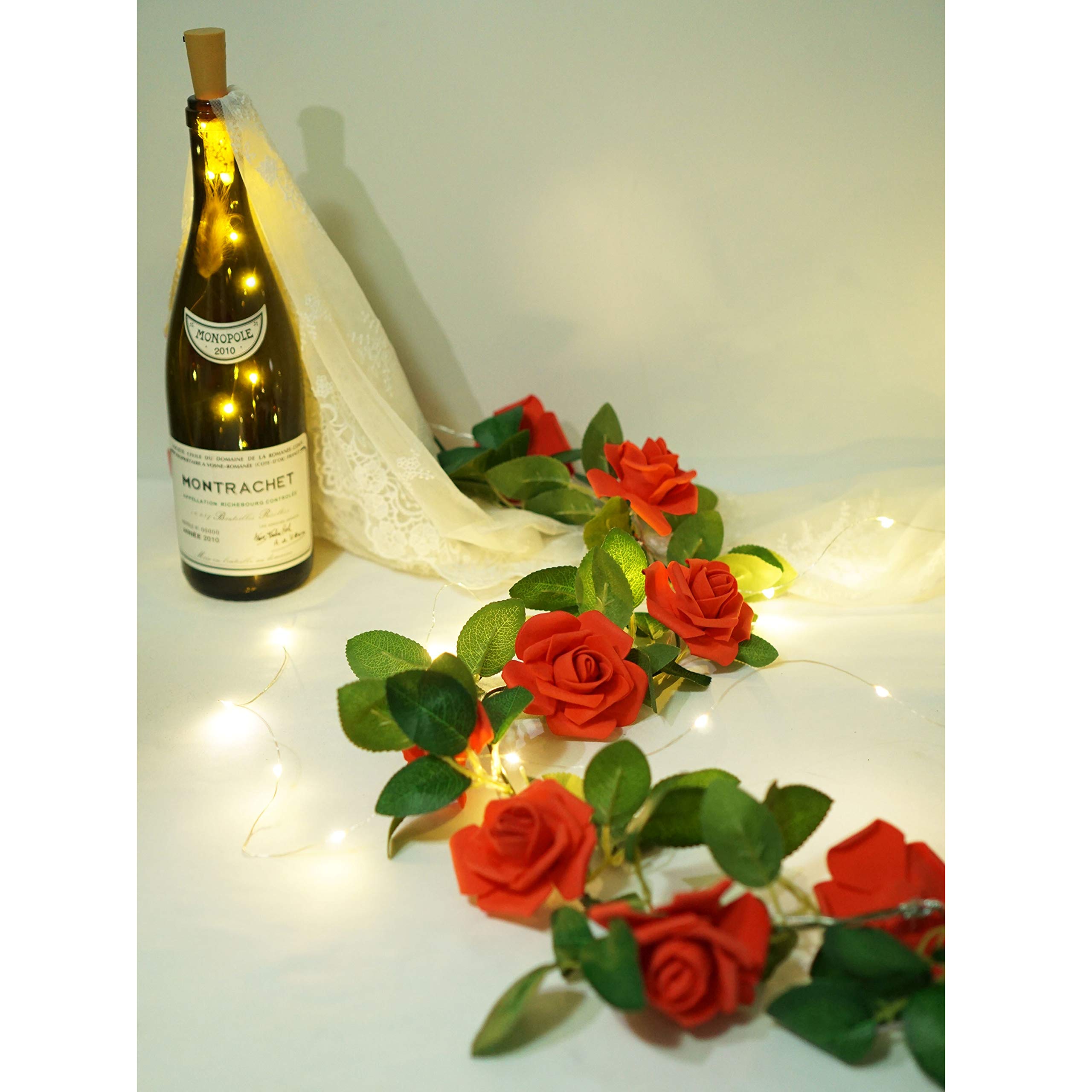 Rose String Lights Battery/USB Powered with Remote - Waterproof Fairy Lights for Bedroom, Christmas, Wedding, Party Decor (Red, 6.6ft) | Romantic Ambiance Lighting for Home, Garden, Valentine's Day & Special Occasions