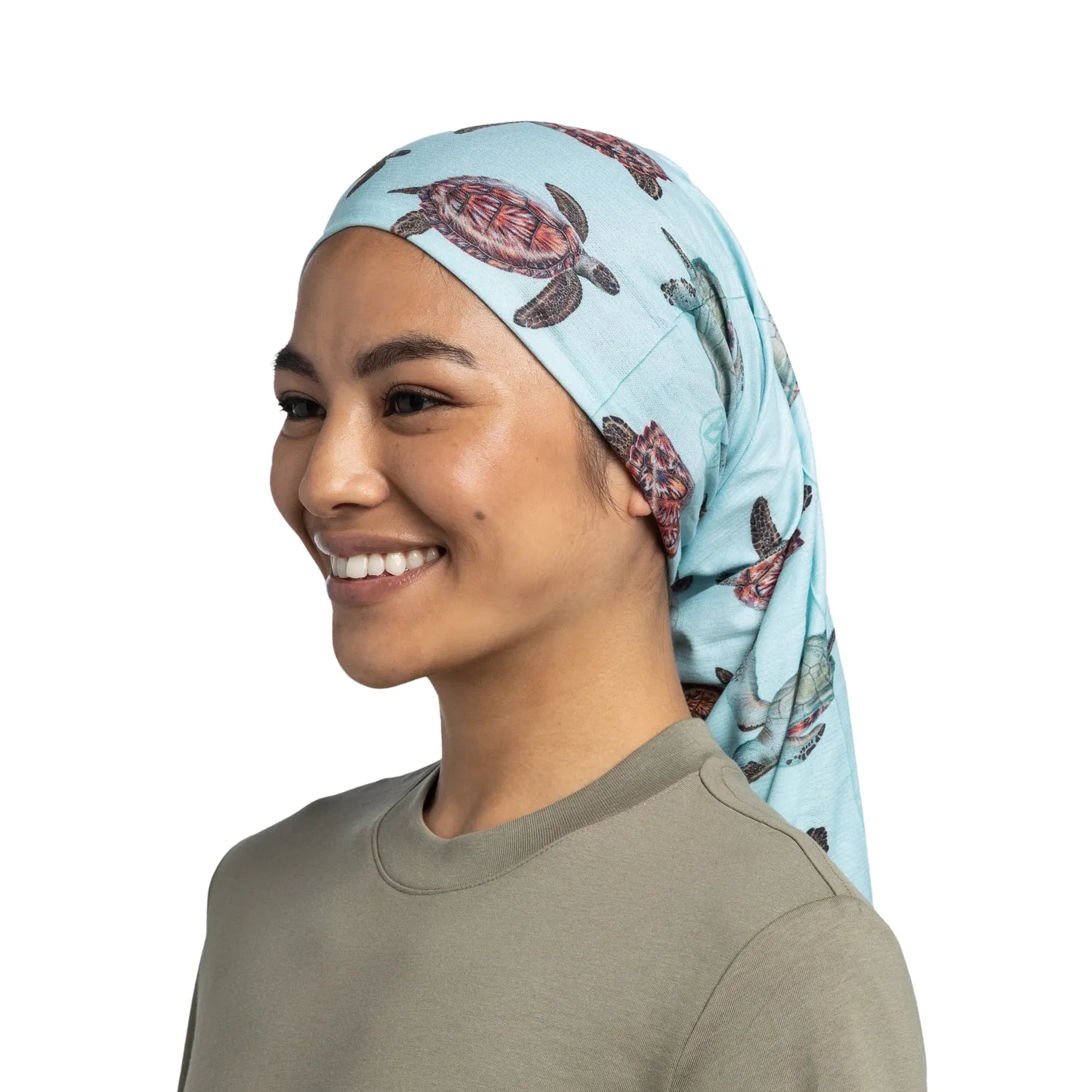 CoolNet UV® Cooling Neck Gaiter - Diver Turtles Turquoise Pattern for Sun Protection & Outdoor Activities | Hiking, Running, Fishing, Beach