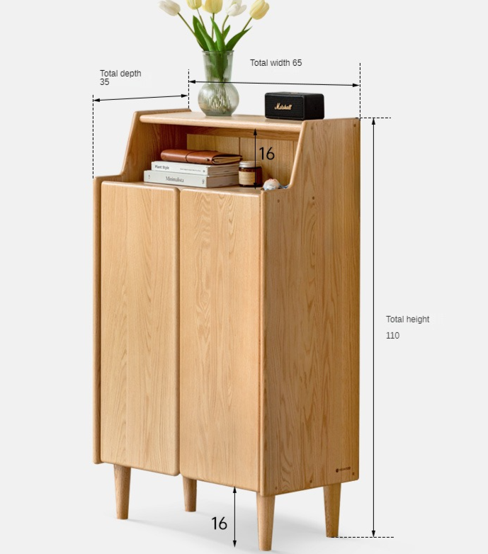 Solid Oak Wood Shoe Storage Cabinet - Organize Entryway & Closet - Perfect for Home, Apartment, and Office Organization