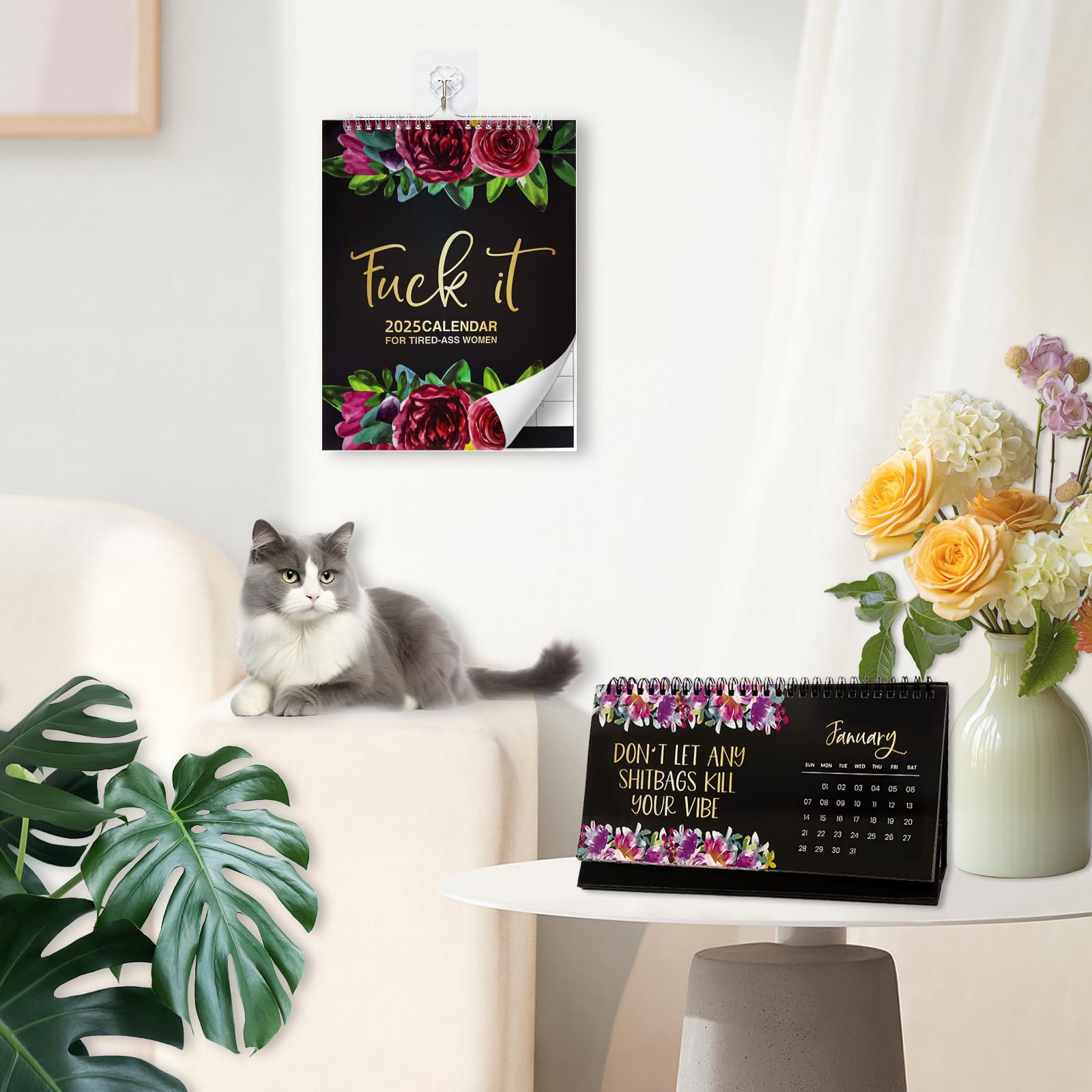 2025 Fu*k It Wall Calendar - 2 Pack Motivational Swear Word Calendar for Women | Monthly Planner & Gag Gift | Home & Office Decor | Stress Relief & Funny Gift Idea