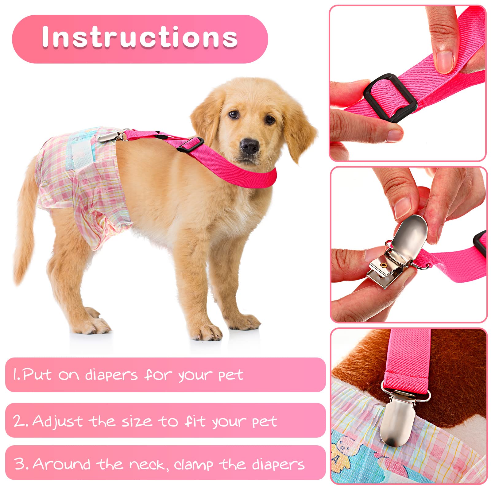 Nuanchu 2-Pack Adjustable Dog Suspenders for Diapers - Pet Harness Belly Band for Small Medium Large Dogs - Perfect for Dog Dresses, Skirts & Diaper Support (S/M/L) - Ideal for Pet Fashion, Incontinence Care & Special Occasions