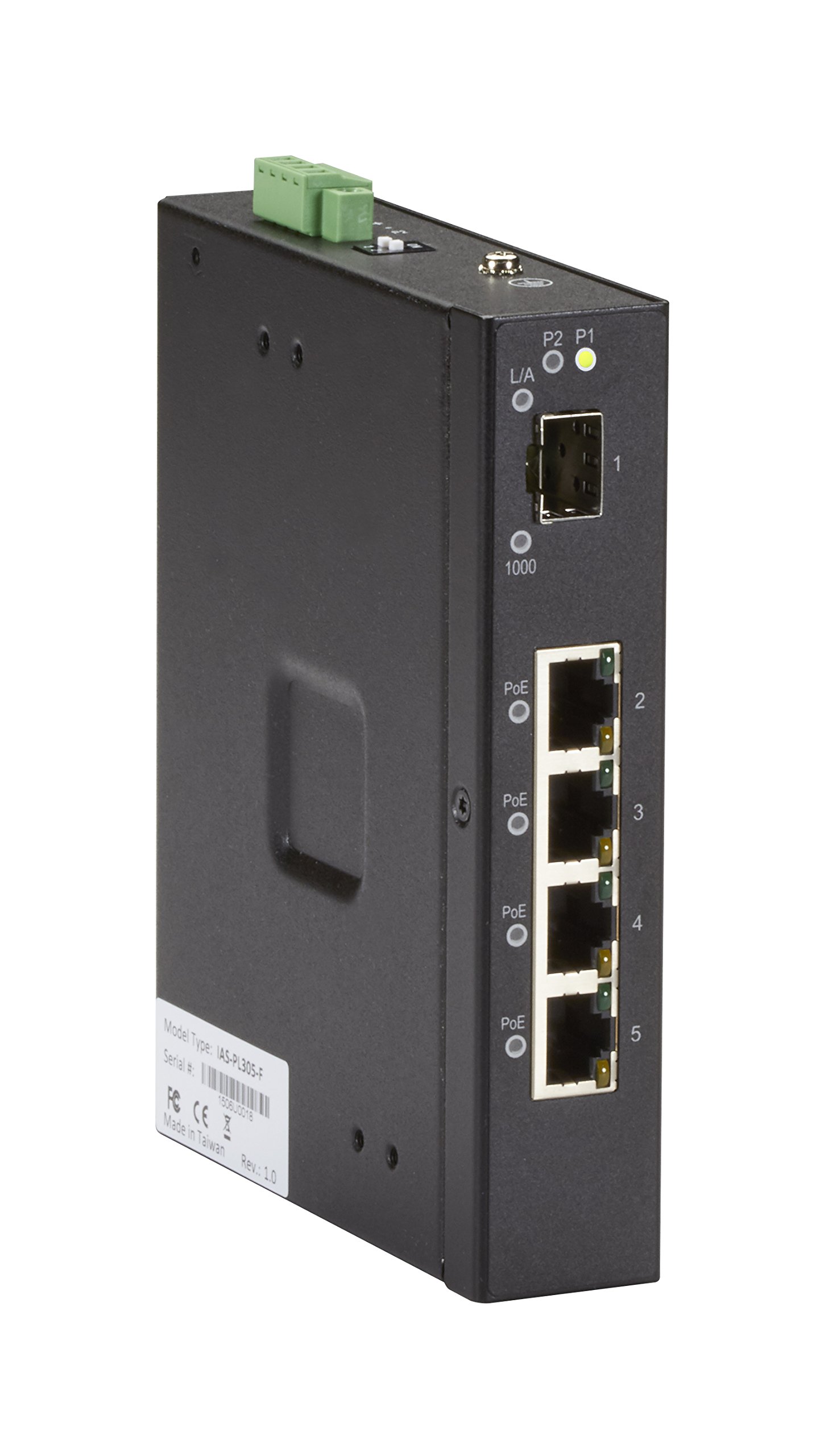 Industrial 8-Port Gigabit PoE Switch with 150W Power Budget - Black Metal Housing for IP Cameras, VoIP Phones & Wireless Access Points
