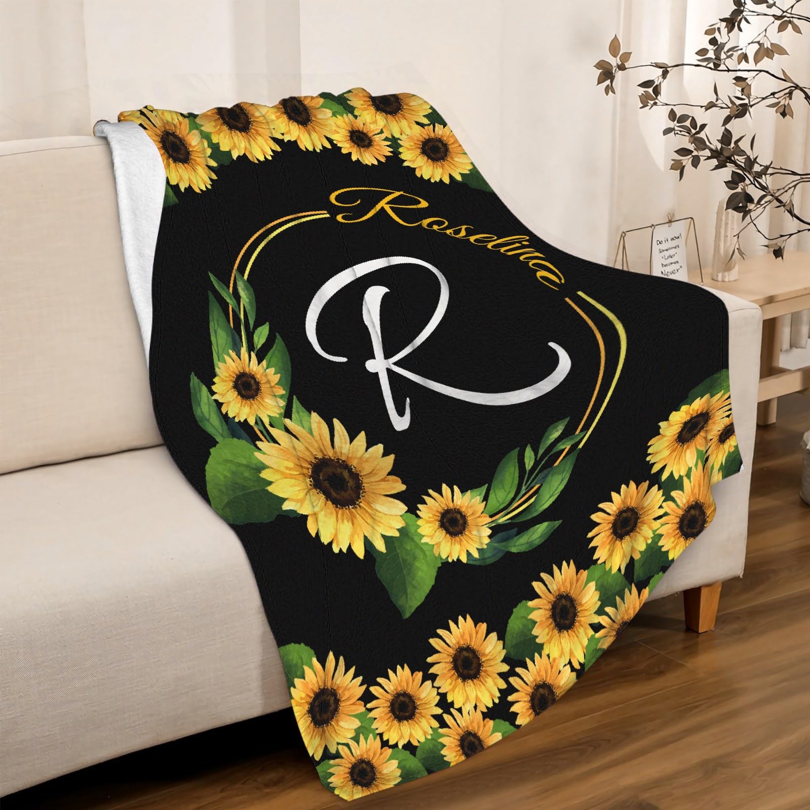Personalized Baby Blankets for Girls & Boys - Custom Name Baby Blanket, Soft Plush Fleece Throw with Sunflower Design - Cozy Newborn Gift for Baby Showers, Birthdays & Family Keepsakes