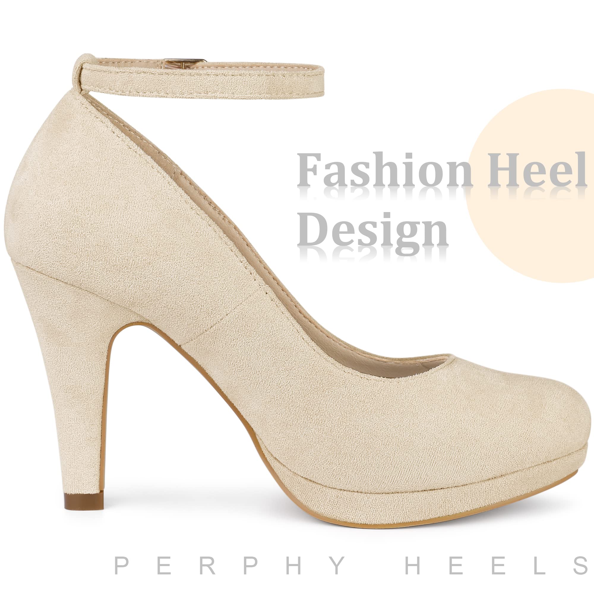 Perphy Women's Mary Jane Pumps - Round Toe Stiletto Heels for Dressy Occasions, Office Wear & Evening Parties