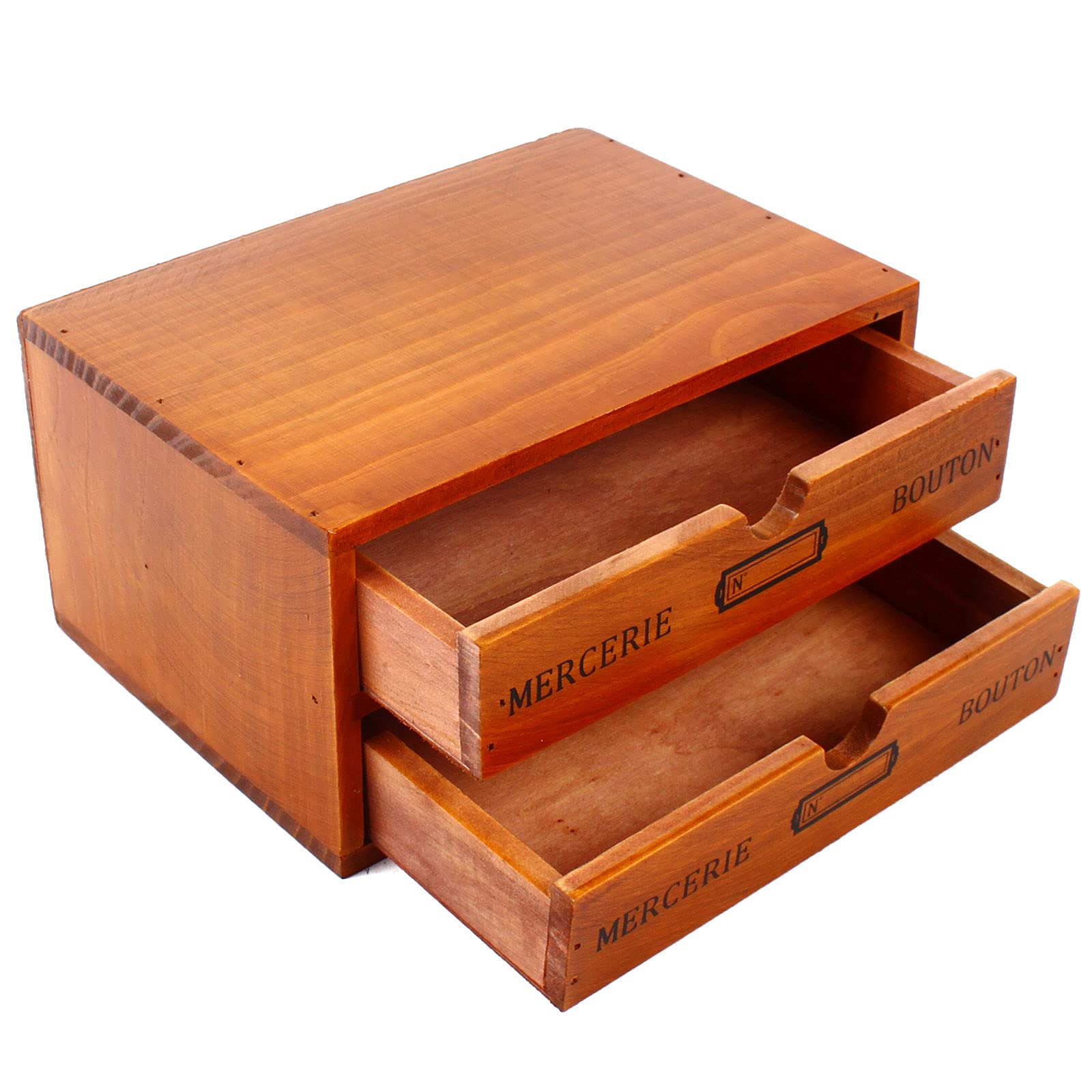 Vintage Two-Tier Wooden Storage Box with Drawers - Retro Desktop Organizer for Jewelry, Toys, Remote Controls & Small Items - Perfect for Home, Office & Craft Room Organization