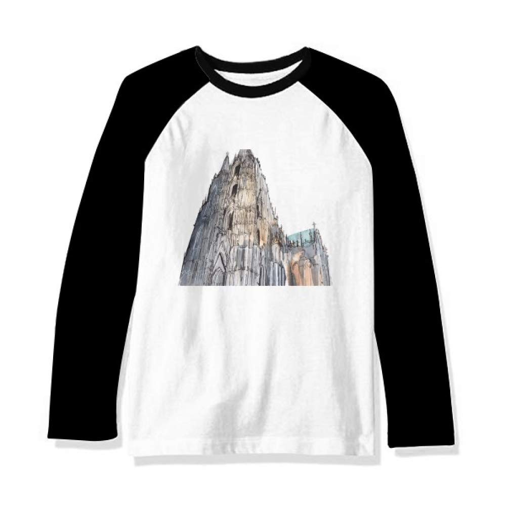 Germany Cologne Cathedral Long Sleeve Raglan T-Shirt - Comfortable Casual Wear for Travel & Sightseeing