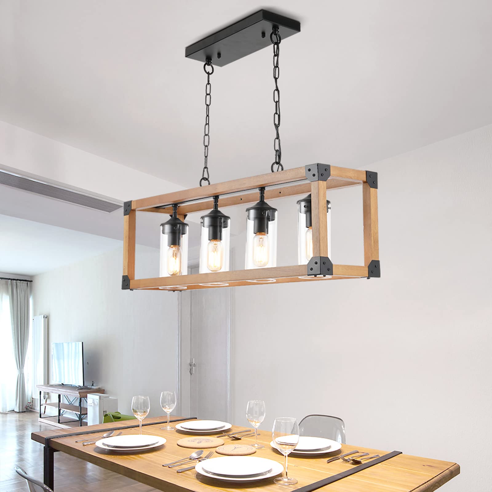 Maxax Contemporary 4-Light Kitchen Island Pendant Lighting - Modern Hanging Lights for Dining Room & Kitchen Island - Perfect for Farmhouse, Restaurant & Home Decor
