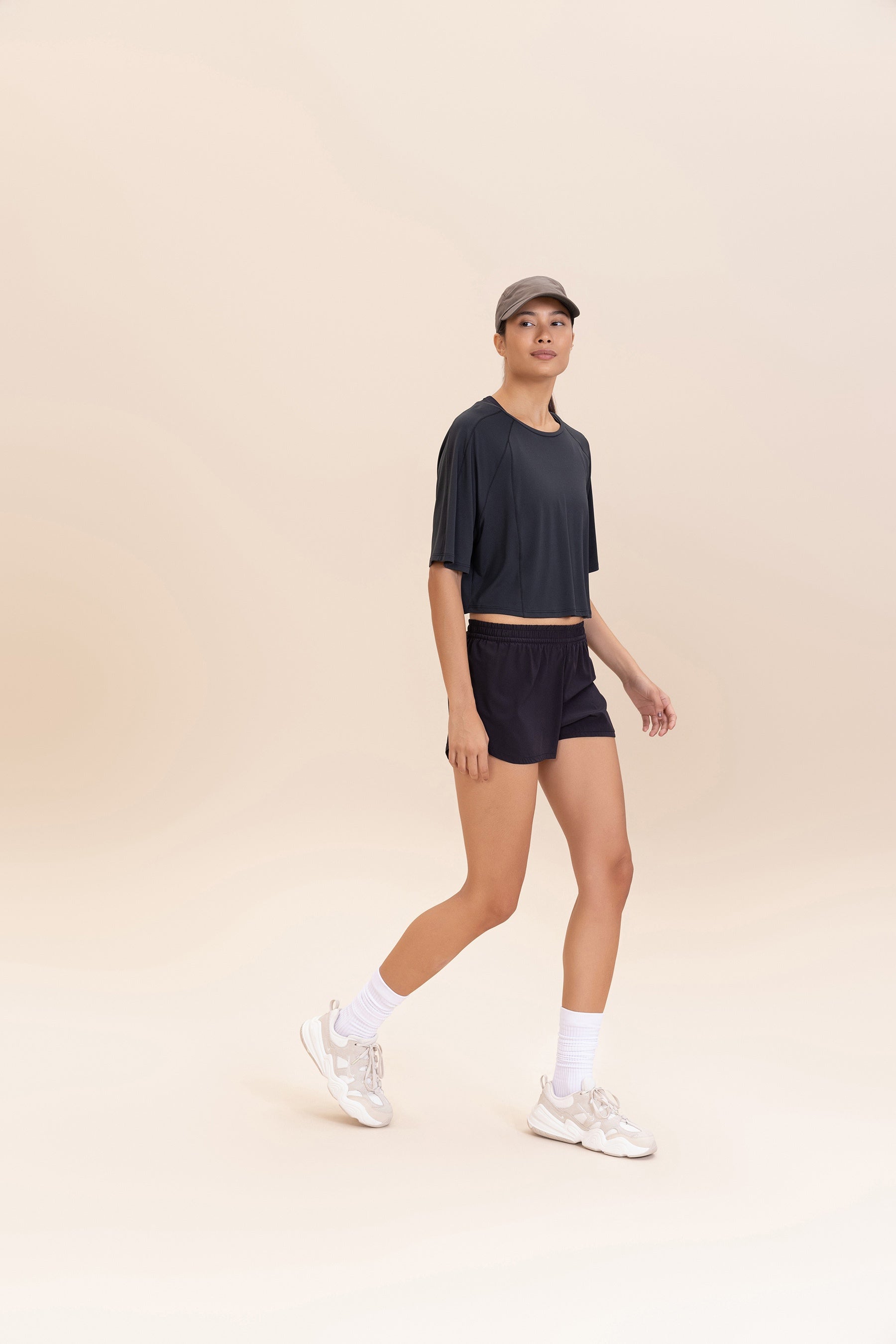 Women's Crop Bio Stretch T-Shirt - Soft Comfortable Short Sleeve Top for Yoga, Gym & Casual Wear