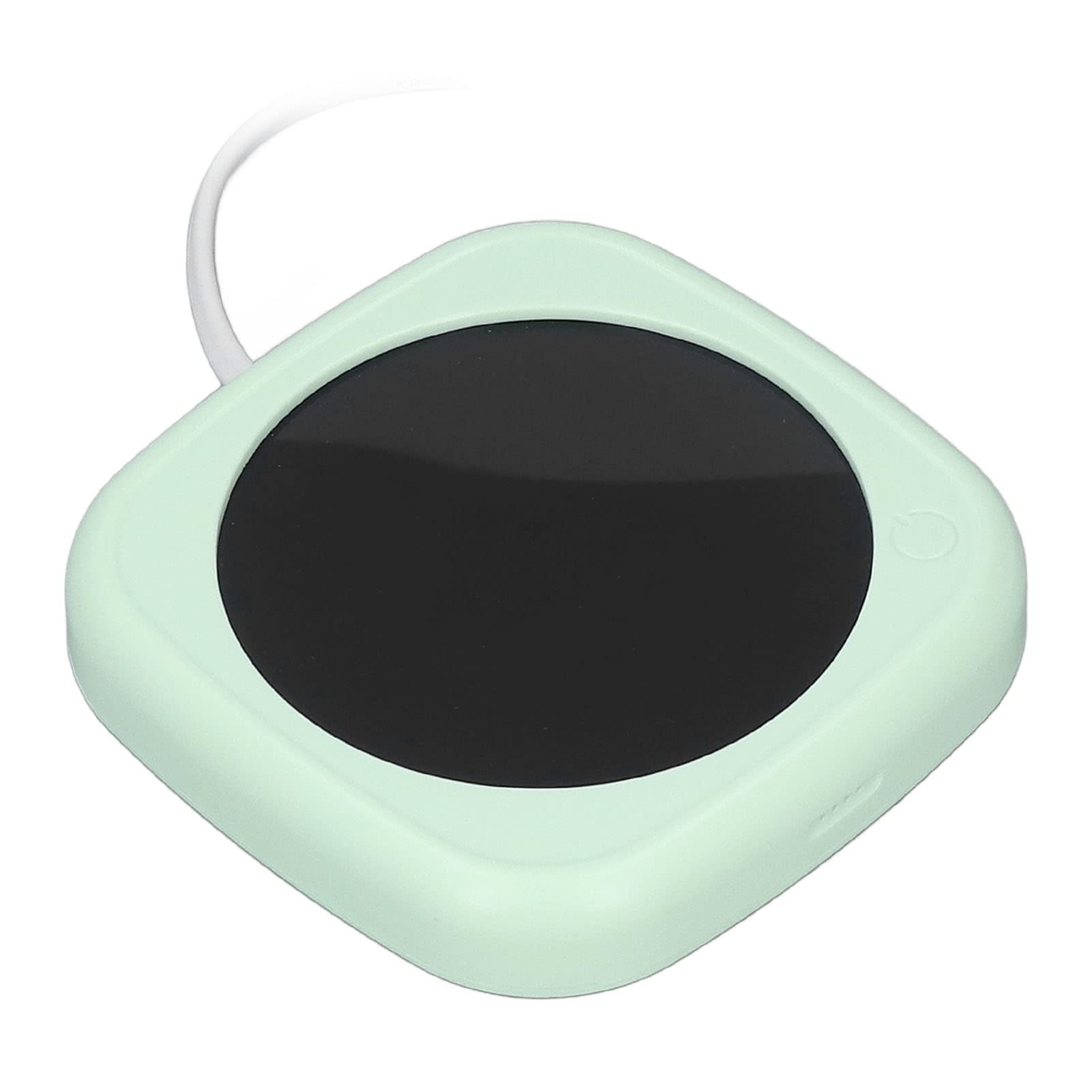 Electric Cup Warmer with Auto Shut-Off - 2 Temperature Modes & Low Energy Consumption - Safe Beverage Heater for Coffee, Tea & Milk - Perfect for Nightstand, Office & Home Use (Green)