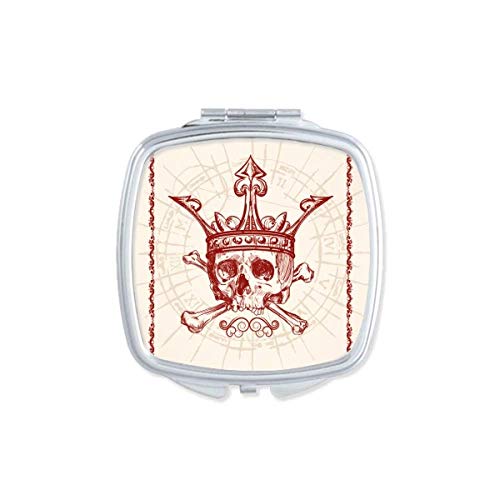 DIYthinker Hearts Spade Red Crown Skeleton Poker Card Design Portable Compact Pocket Mirror - Double Sided Glass Makeup Mirror for Travel, Cosmetics & Poker Games