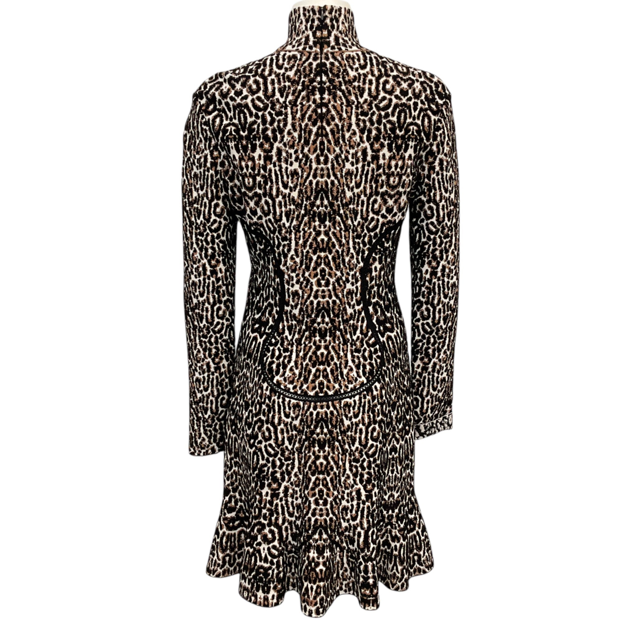 Alaia Black & Brown Leopard Print Jacquard Knit Dress for Women | Elegant Party & Cocktail Wear | Perfect for Evening Events & Date Nights