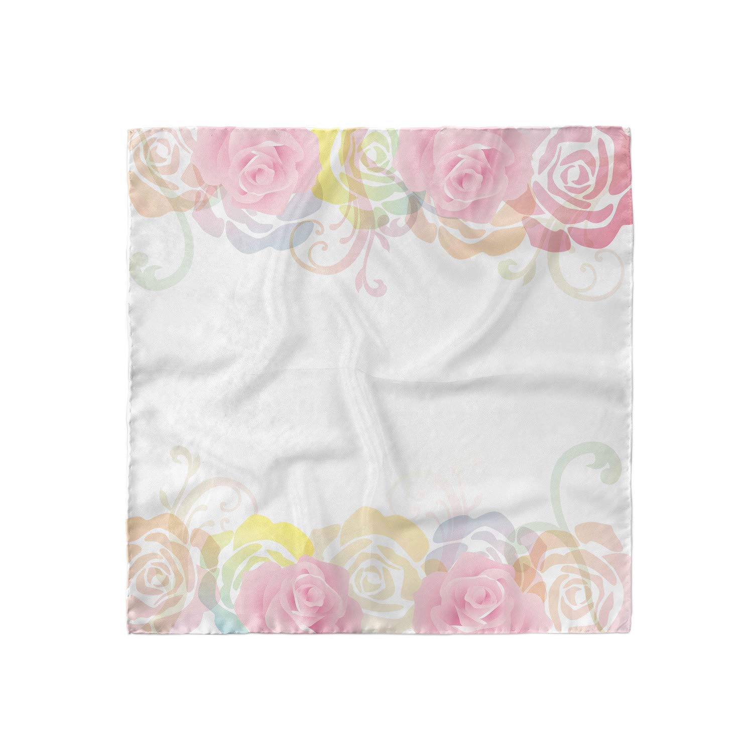 Ambesonne Rose Headscarf - Floral Print Hijab Scarf with Springtime Borders for Women | Perfect for Daily Wear, Prayer, and Special Occasions