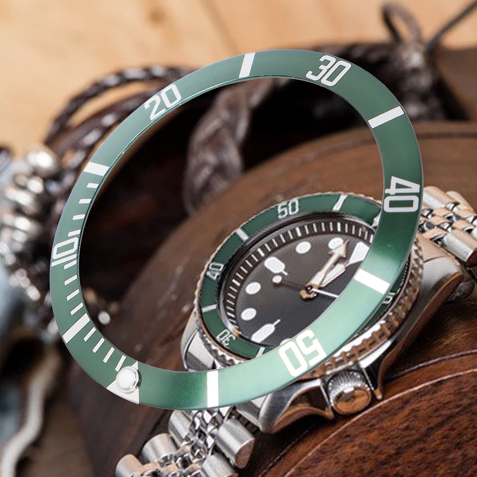 Premium Aluminum Watch Bezel Insert Ring Replacement - Green - Compatible with Various Watch Models for DIY Repair & Customization | Perfect for Watch Enthusiasts & Professional Repair Services