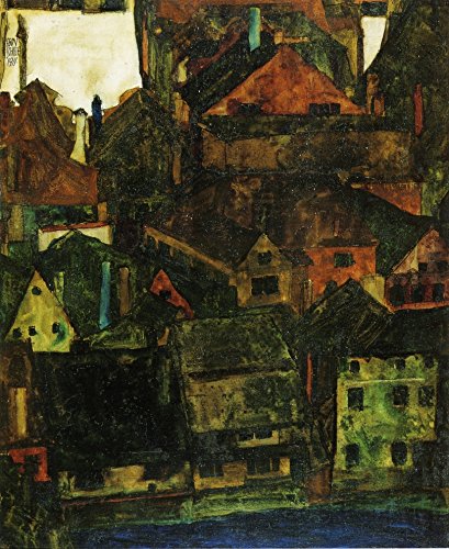 Egon Schiele 'View of Houses and Roofs of Krumau from Schlossberg' 20x25 Inch Premium Canvas Wall Art - Perfect for Living Room, Bedroom & Office Decor