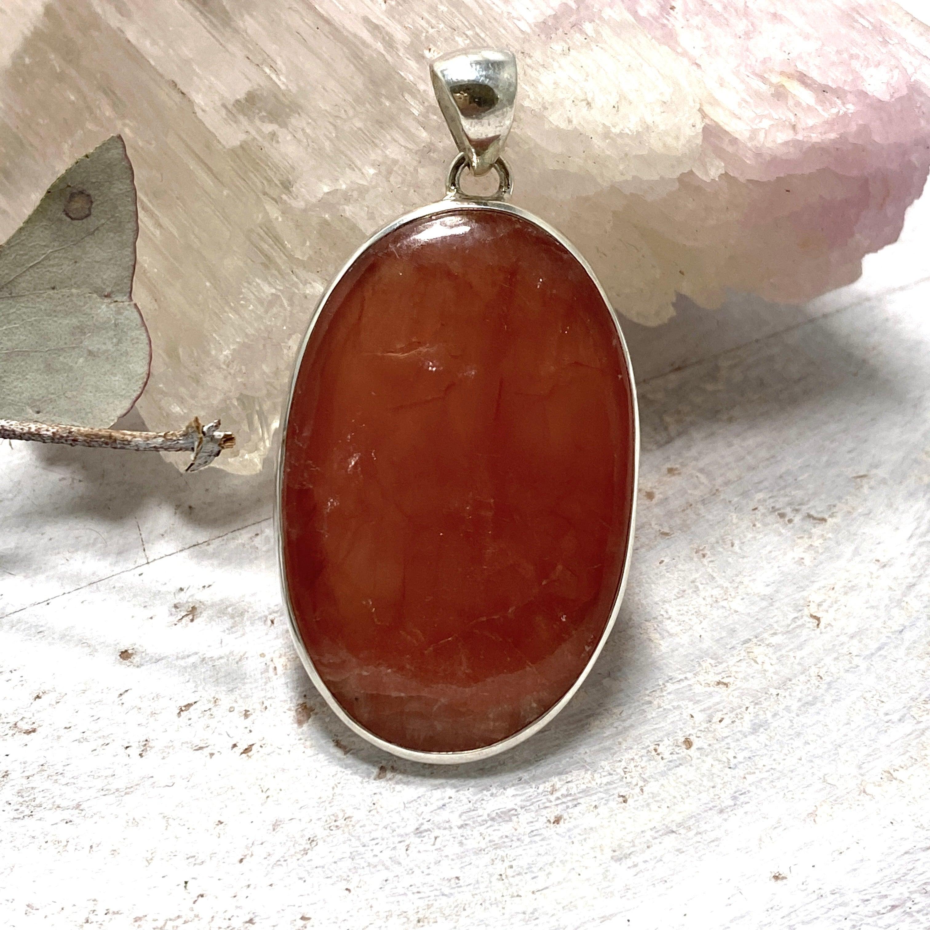 Rhodochrosite Oval Pendant Necklace KPGJ3236 - Elegant Gemstone Jewelry for Women, Gift for Her, Perfect for Parties & Special Occasions
