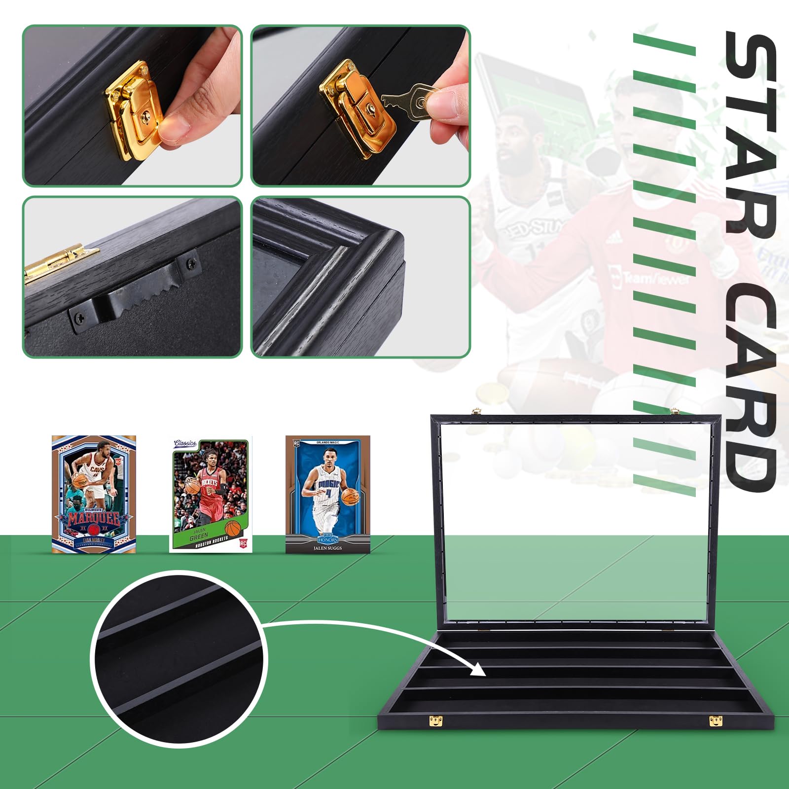 Premium 36-Graded Sports Card Display Case - Horizontal UV-Protected Holder for Baseball & Trading Cards - Perfect for Collectors, Showcases & Home/Office Decor