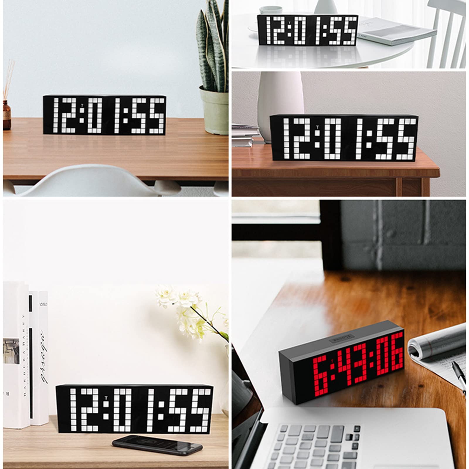 **9.6-inch LED Wall & Desk Clock with Temperature, Time, Date Display - Countdown Timer & Snooze Mode - Yellow Word Design - Perfect for Home, Office, Bedroom & Kitchen**