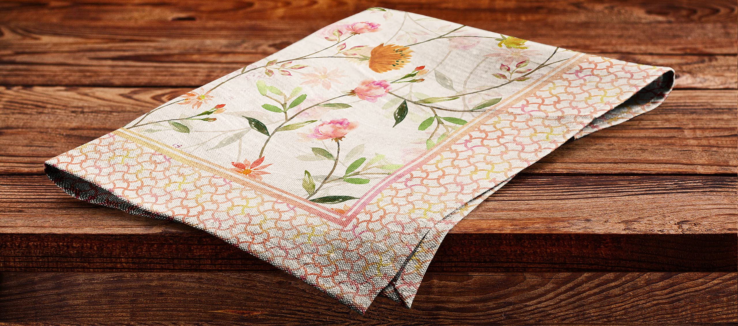 Premium Cotton Printed Reusable Napkins Set of 12 - 20x20 Inch Floral Design Luxury Table Linens for Dinner Parties, Weddings & Home Decor