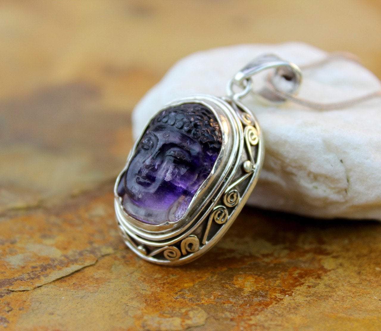 Natural Amethyst Buddha Pendant Necklace - Healing Crystal Jewelry for Meditation, Yoga & Spiritual Protection | Buddhist Gift for Women & Men