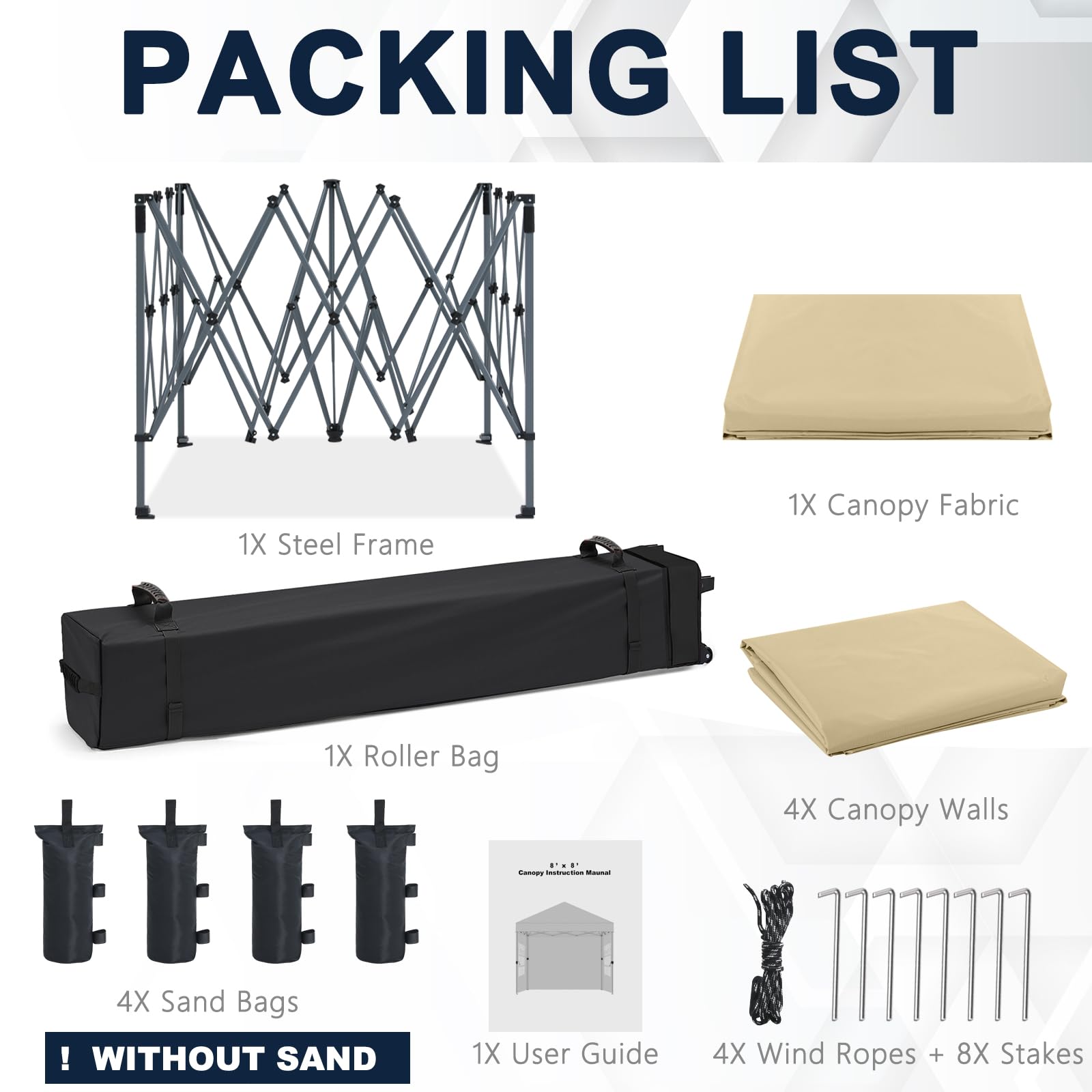 COOSHADE 8x8 Ft Pop Up Canopy Tent with Elegant Church Windows - Instant Folding Portable Shelter for Outdoor Events, Parties, Weddings, BBQ & Catering - Waterproof & UV Protection (Beige) | Perfect for Backyard Gatherings, Beach Picnics, Church Functions & Market Stalls