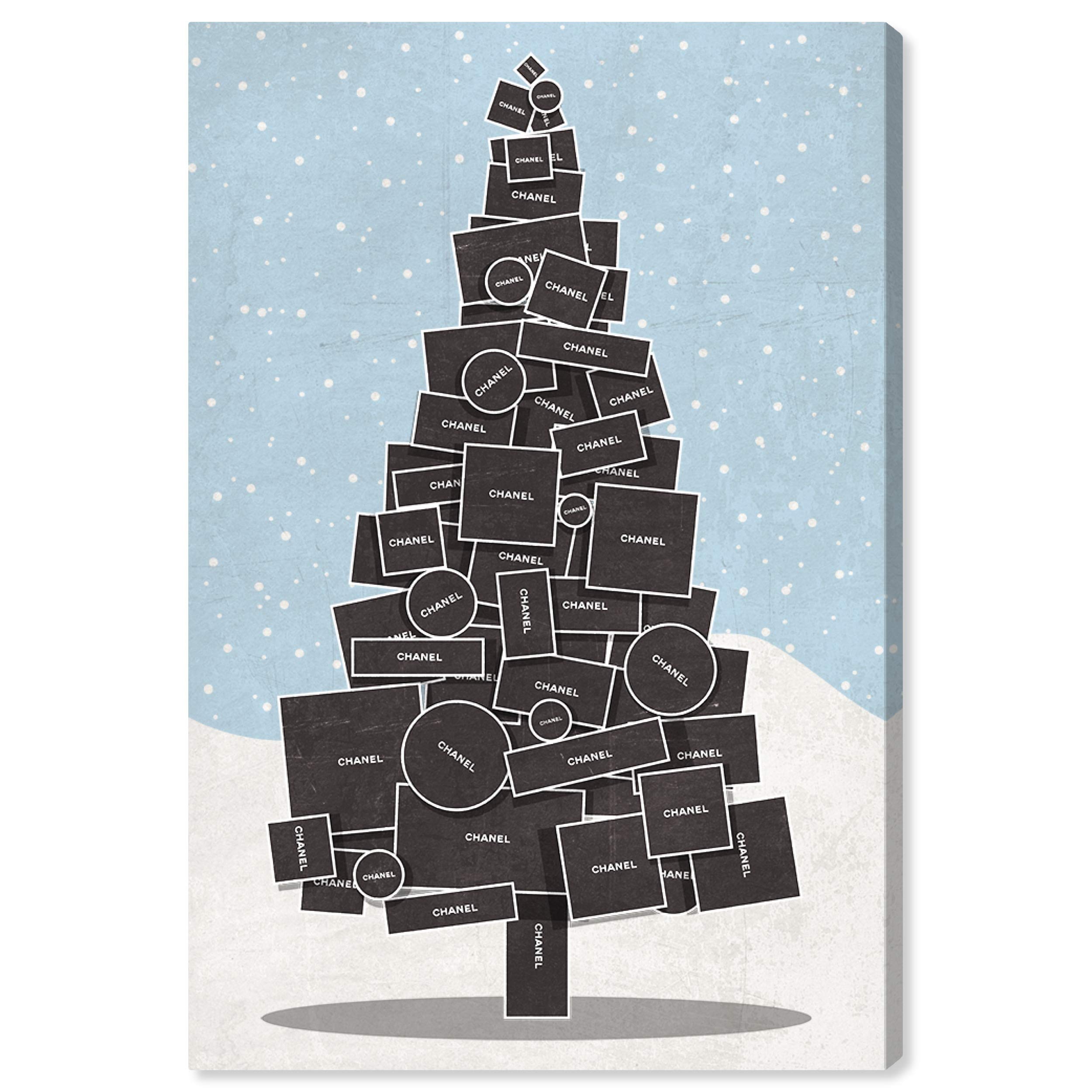 Oliver Gal Artist Co. 'White Christmas' Wall Art Canvas Print - 10x15 Inch Holiday Home Decor in Black & Blue - Perfect for Living Room, Bedroom & Office Decorations