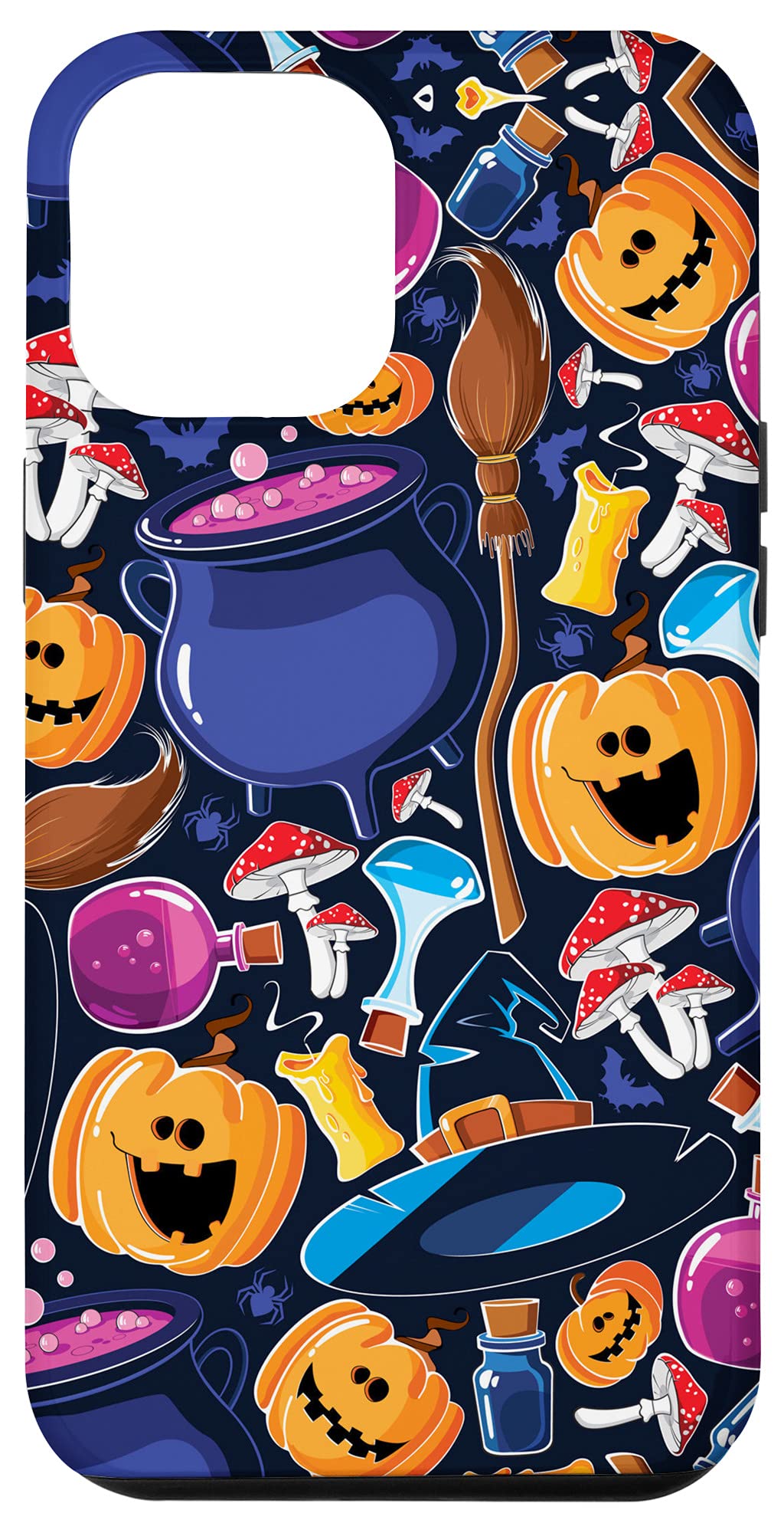 iPhone 12 Pro Max Halloween Phone Case - Pumpkin Broom Witch Mushroom Design | Protective Cover for Trick or Treating, Costume Parties & Fall Festivals